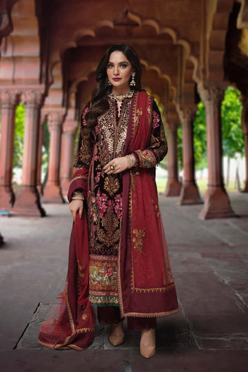 Sable Vogue Embroidered Velvet 3 Piece Suit FC-06-23 - House Of Hania