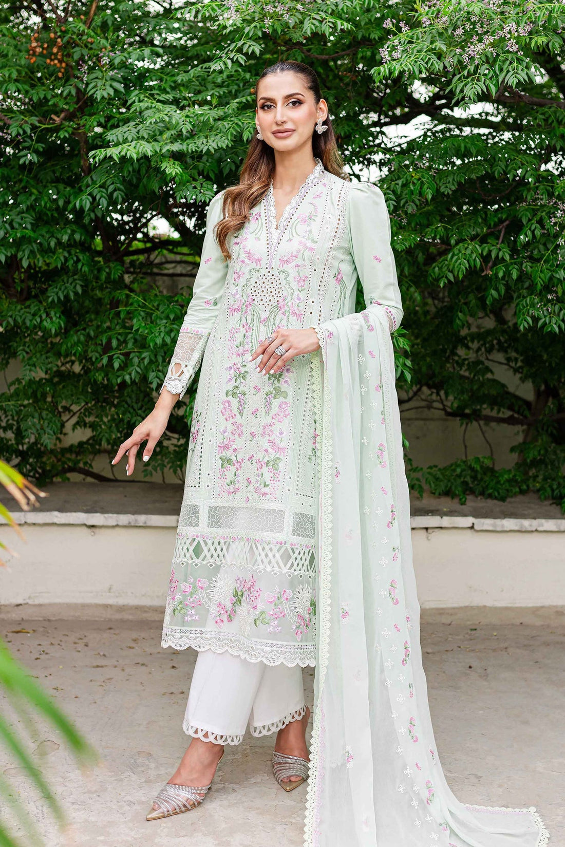 Sable Vogue | Shiree Lawn 24 | Mint Garden - House Of Hania