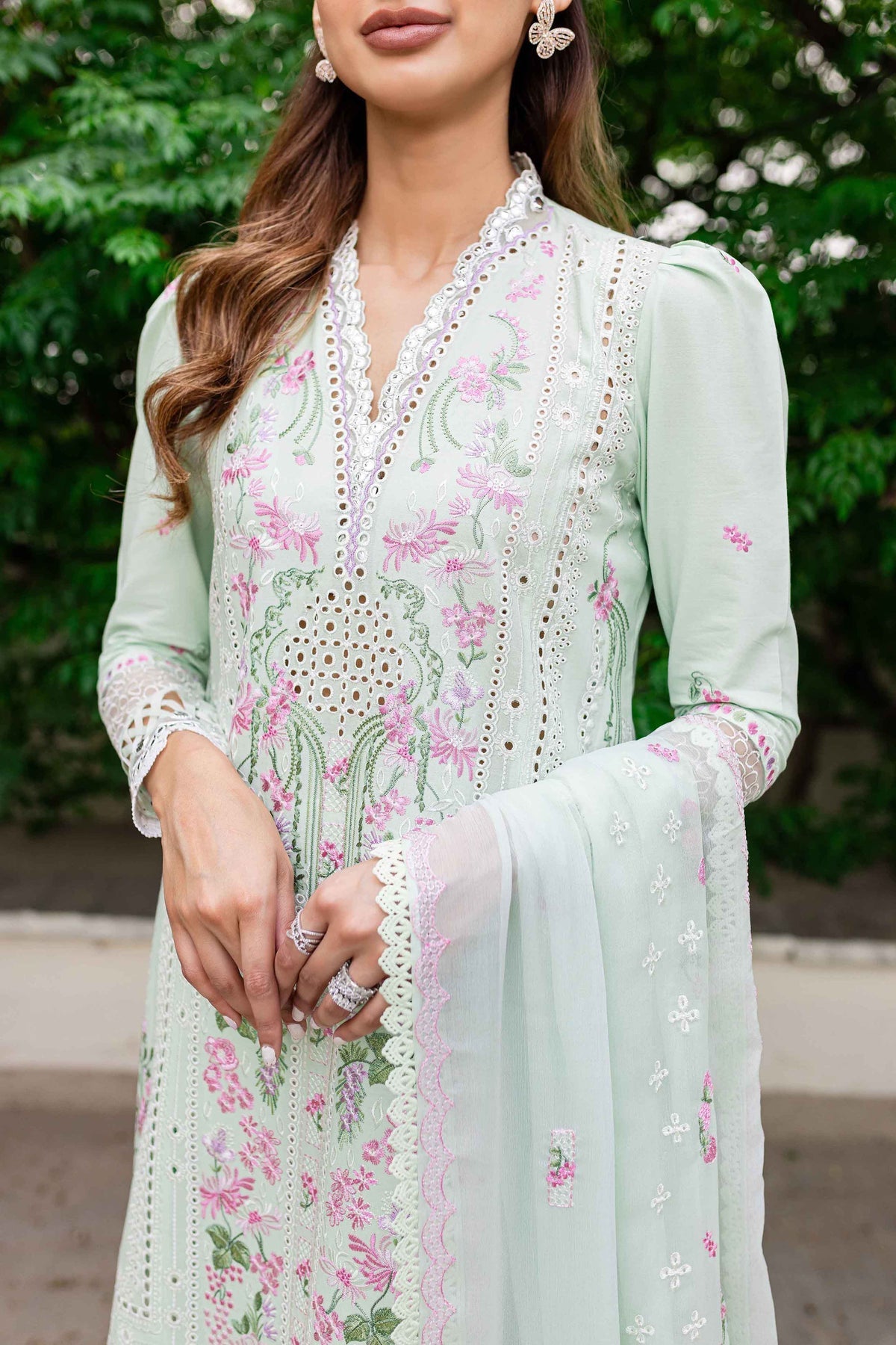 Sable Vogue | Shiree Lawn 24 | Mint Garden - House Of Hania