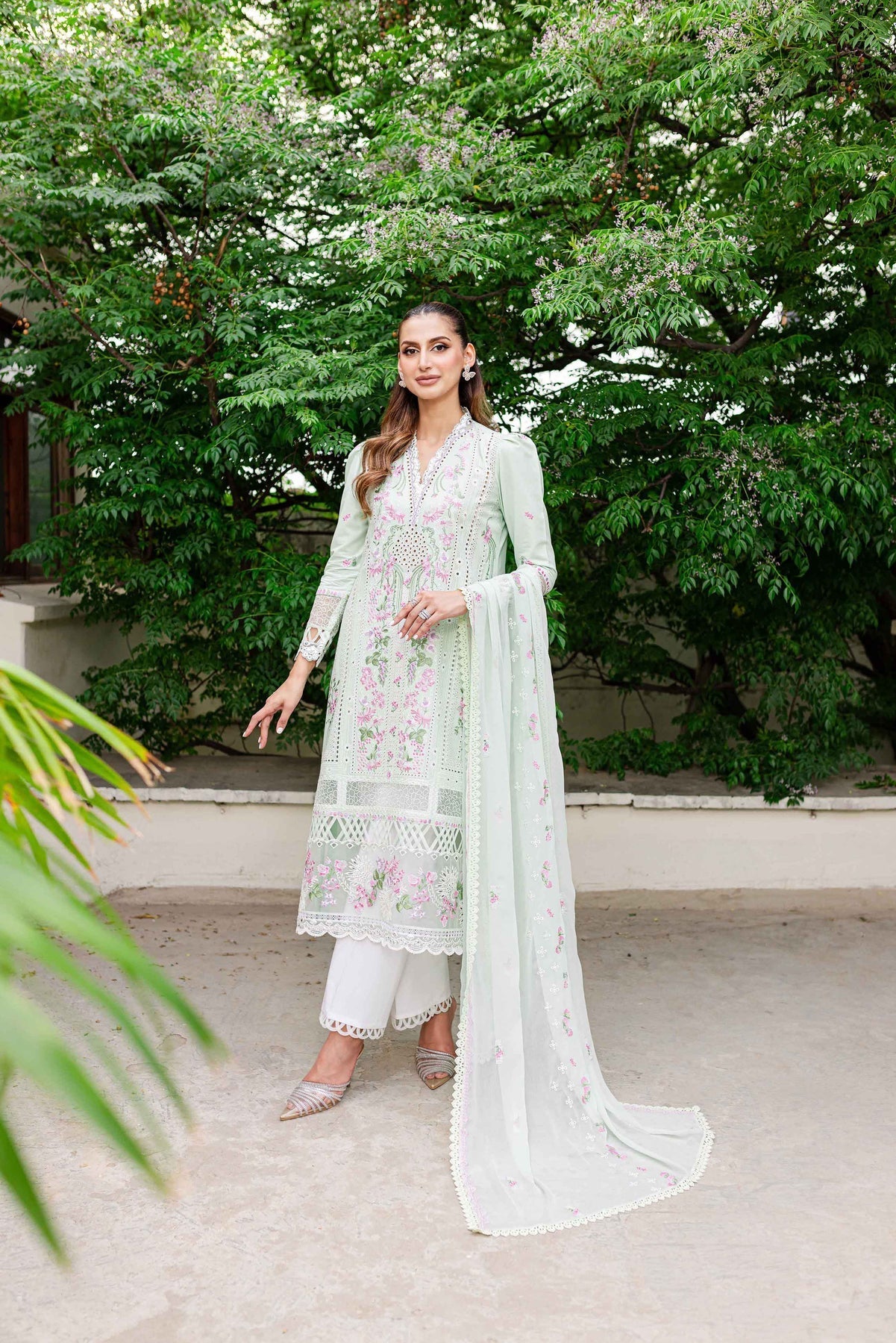 Sable Vogue | Shiree Lawn 24 | Mint Garden - House Of Hania
