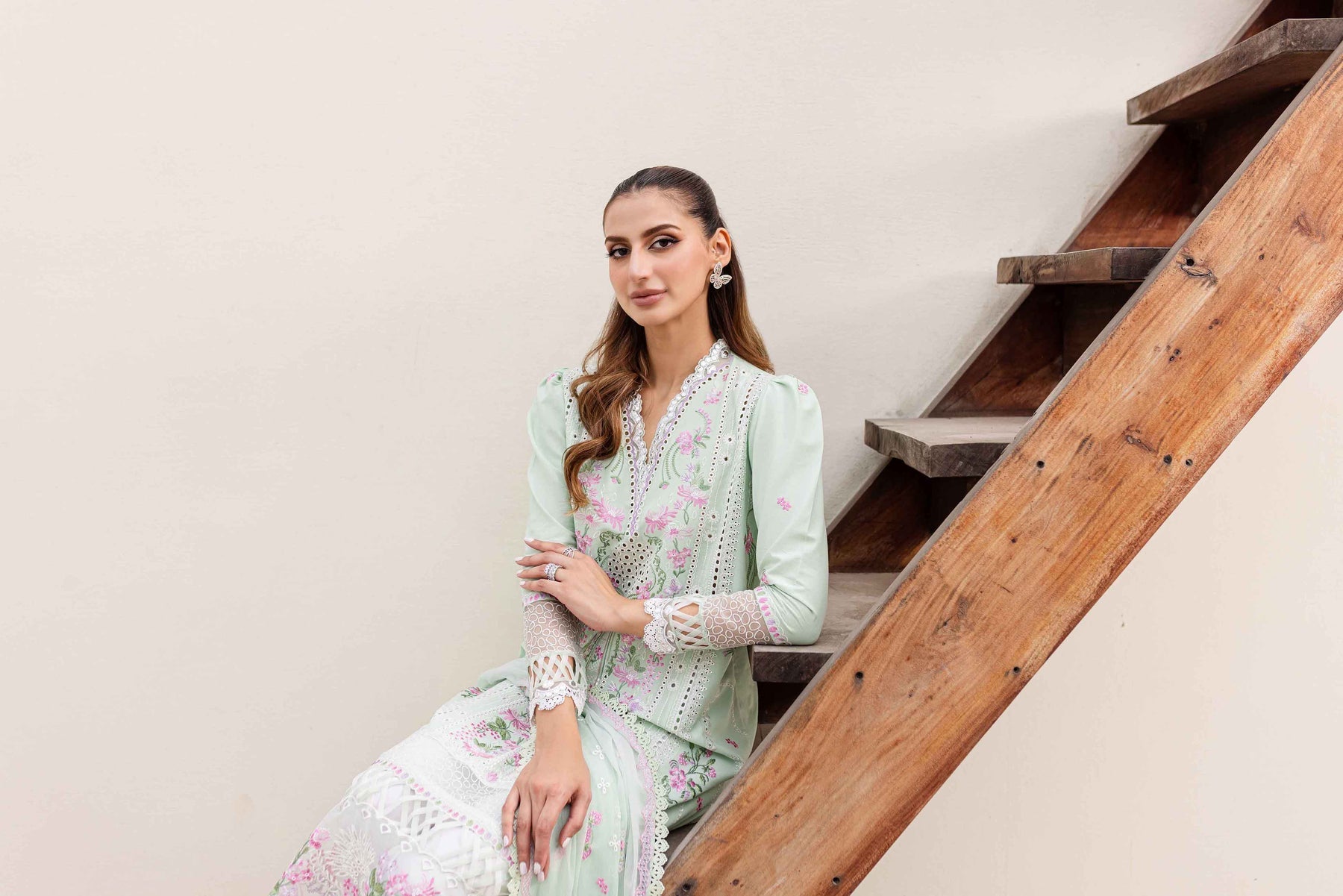 Sable Vogue | Shiree Lawn 24 | Mint Garden - House Of Hania