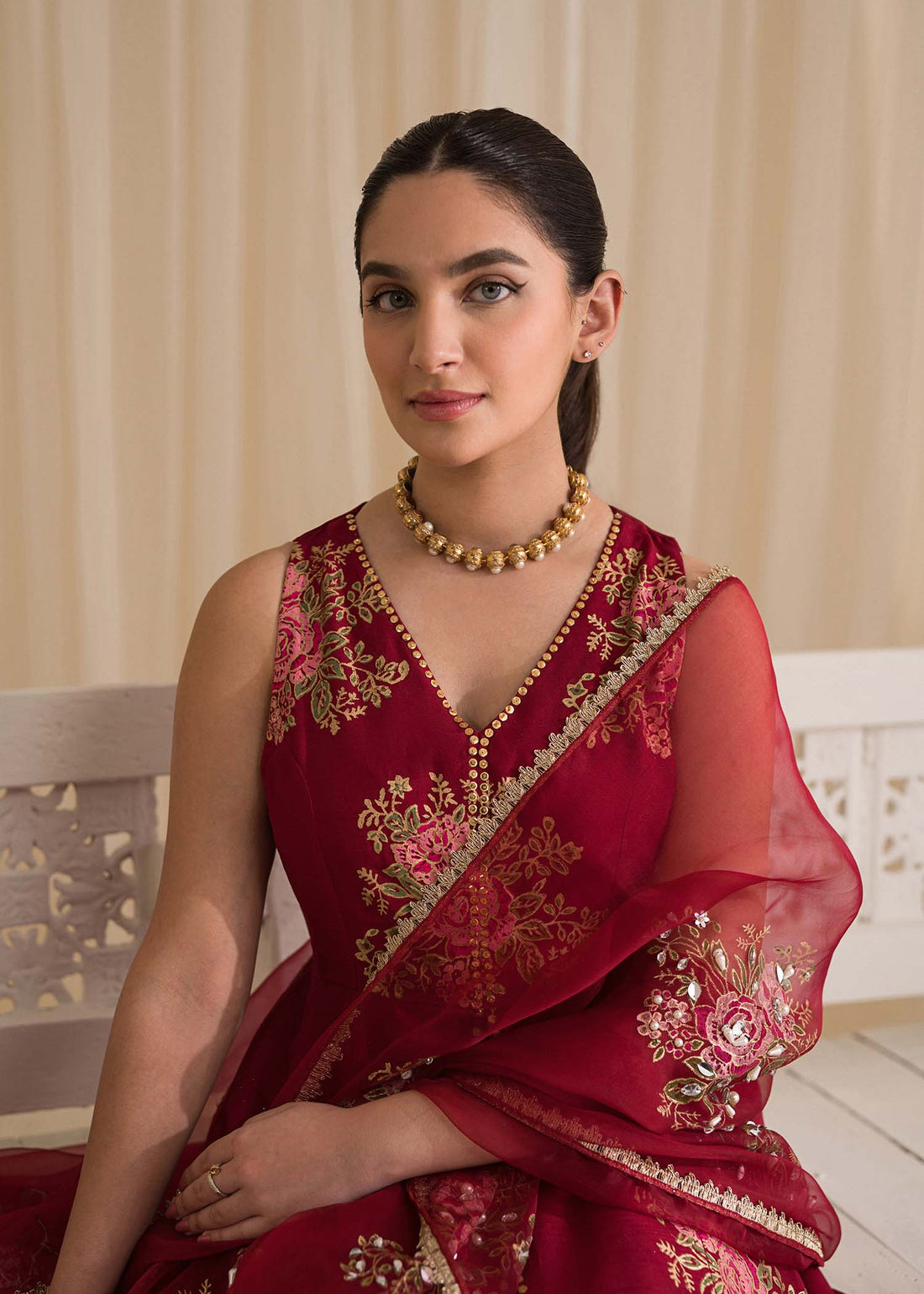 Sadaf Fawad Khan | Lyla Festive Pret | Deep Rose - House Of Hania