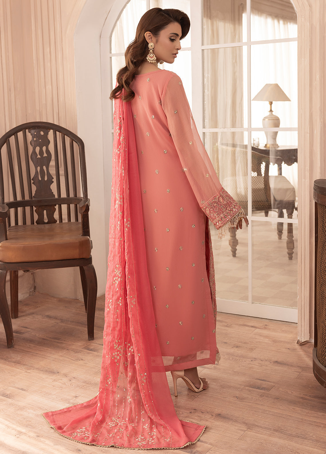 Sahane | Elyssa Festive Chiffon | CT-19003 Rosa - ELYSSA - House Of Hania