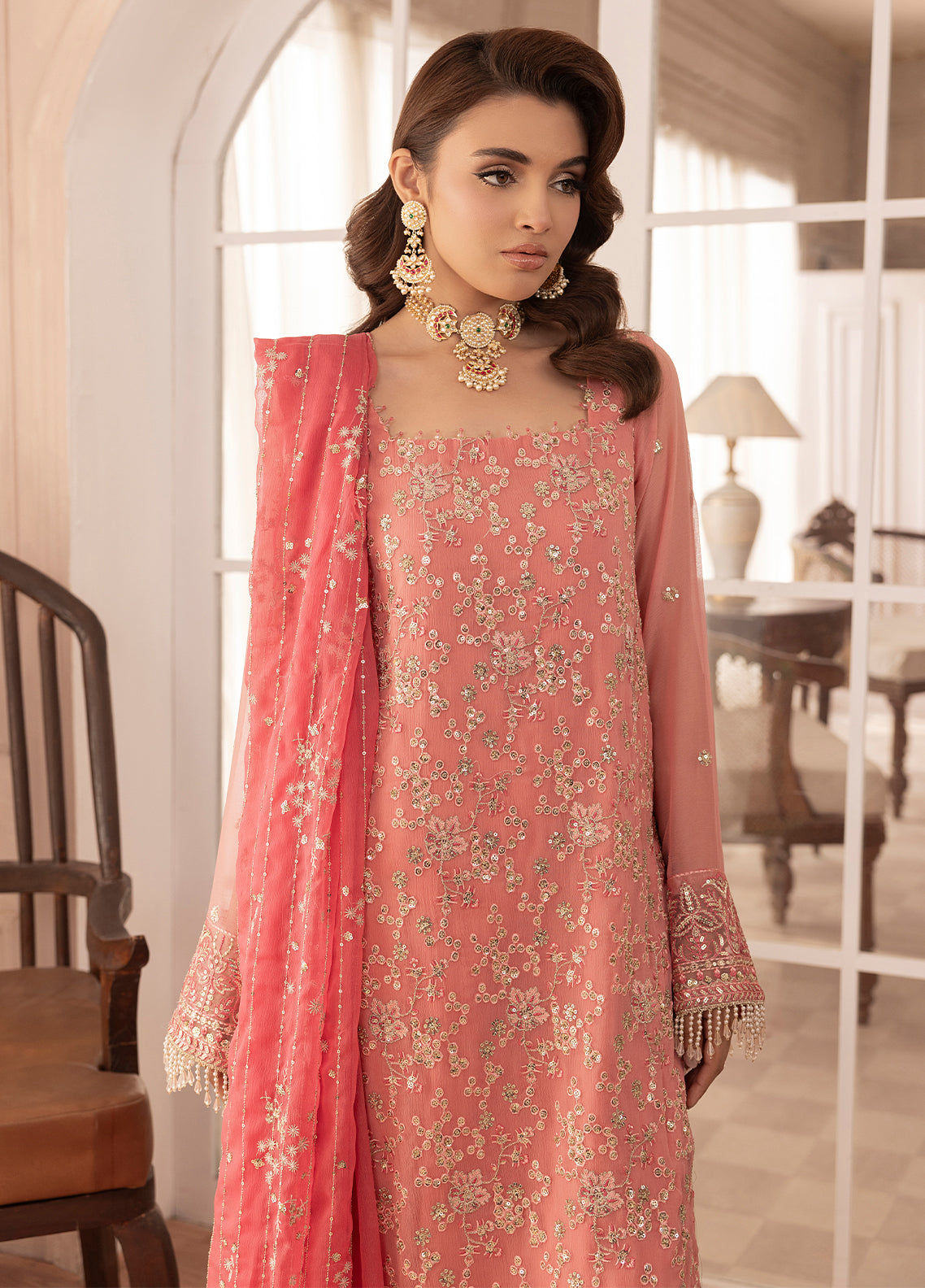 Sahane | Elyssa Festive Chiffon | CT-19003 Rosa - ELYSSA - House Of Hania