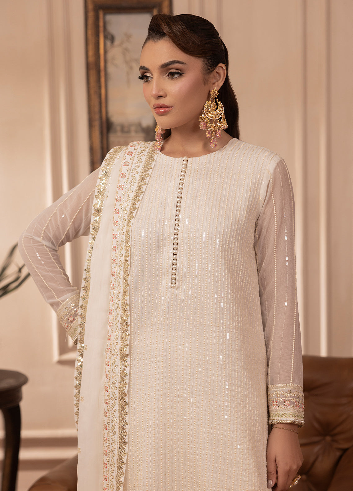 Sahane | Elyssa Festive Chiffon | CT-19005 Perle - ELYSSA - House Of Hania