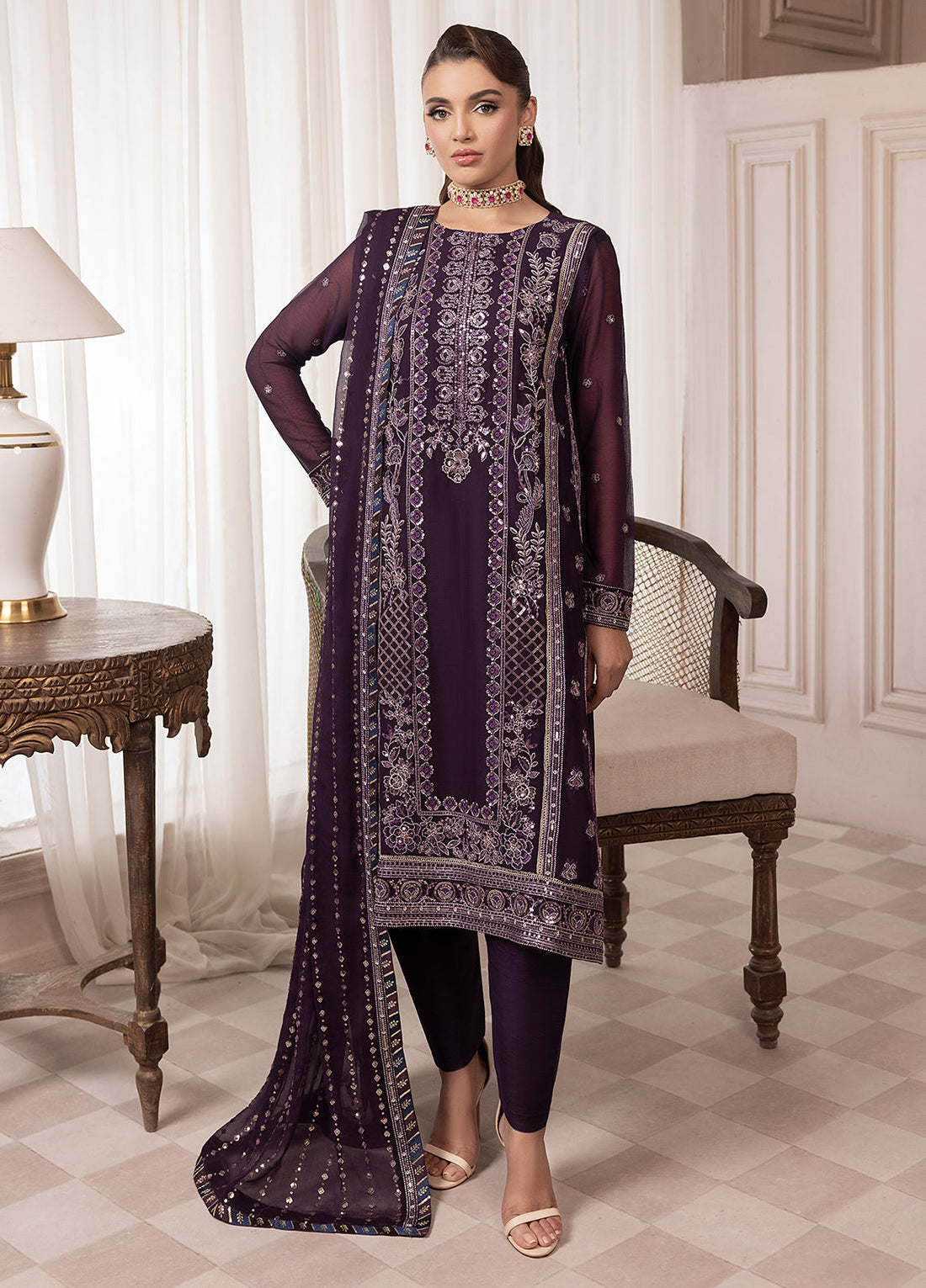 Sahane | Elyssa Festive Chiffon | CT-19006 Mure - ELYSSA - House Of Hania