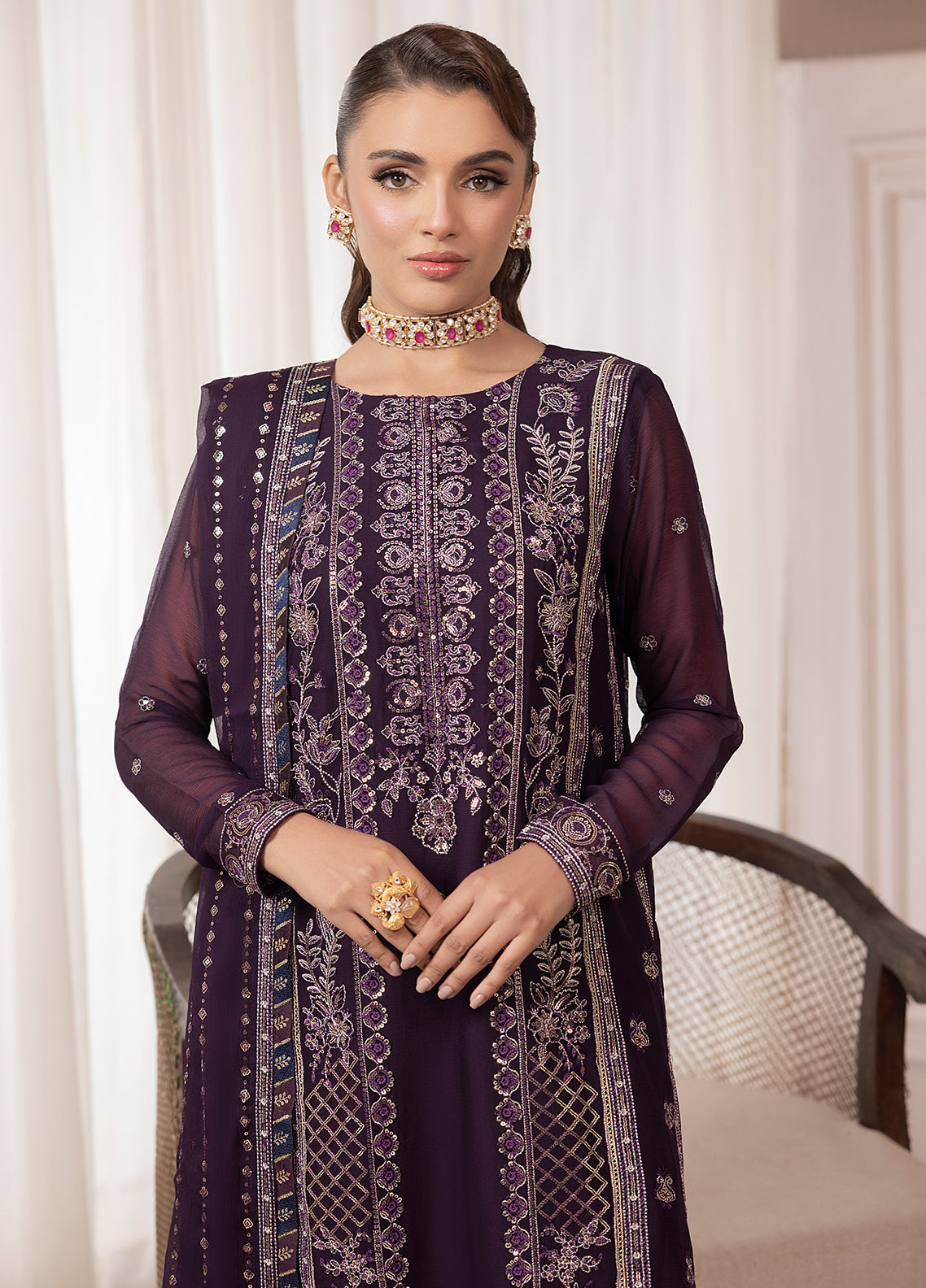 Sahane | Elyssa Festive Chiffon | CT-19006 Mure - ELYSSA - House Of Hania