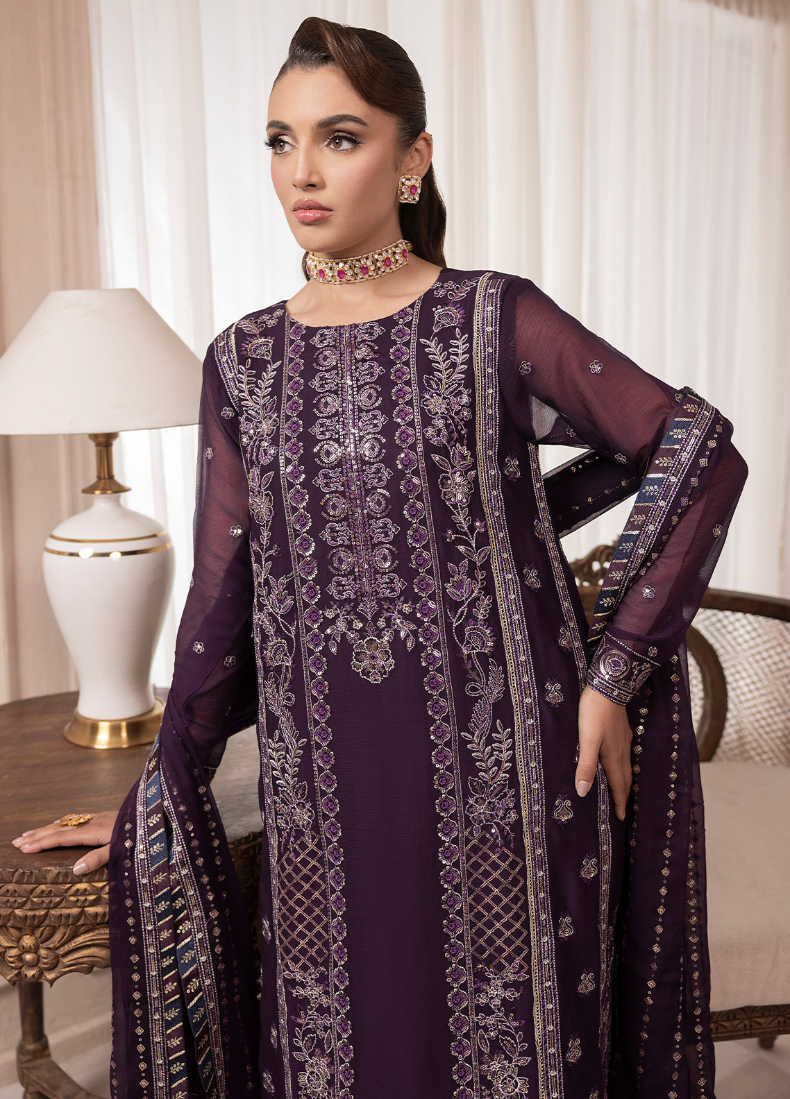 Sahane | Elyssa Festive Chiffon | CT-19006 Mure - ELYSSA - House Of Hania