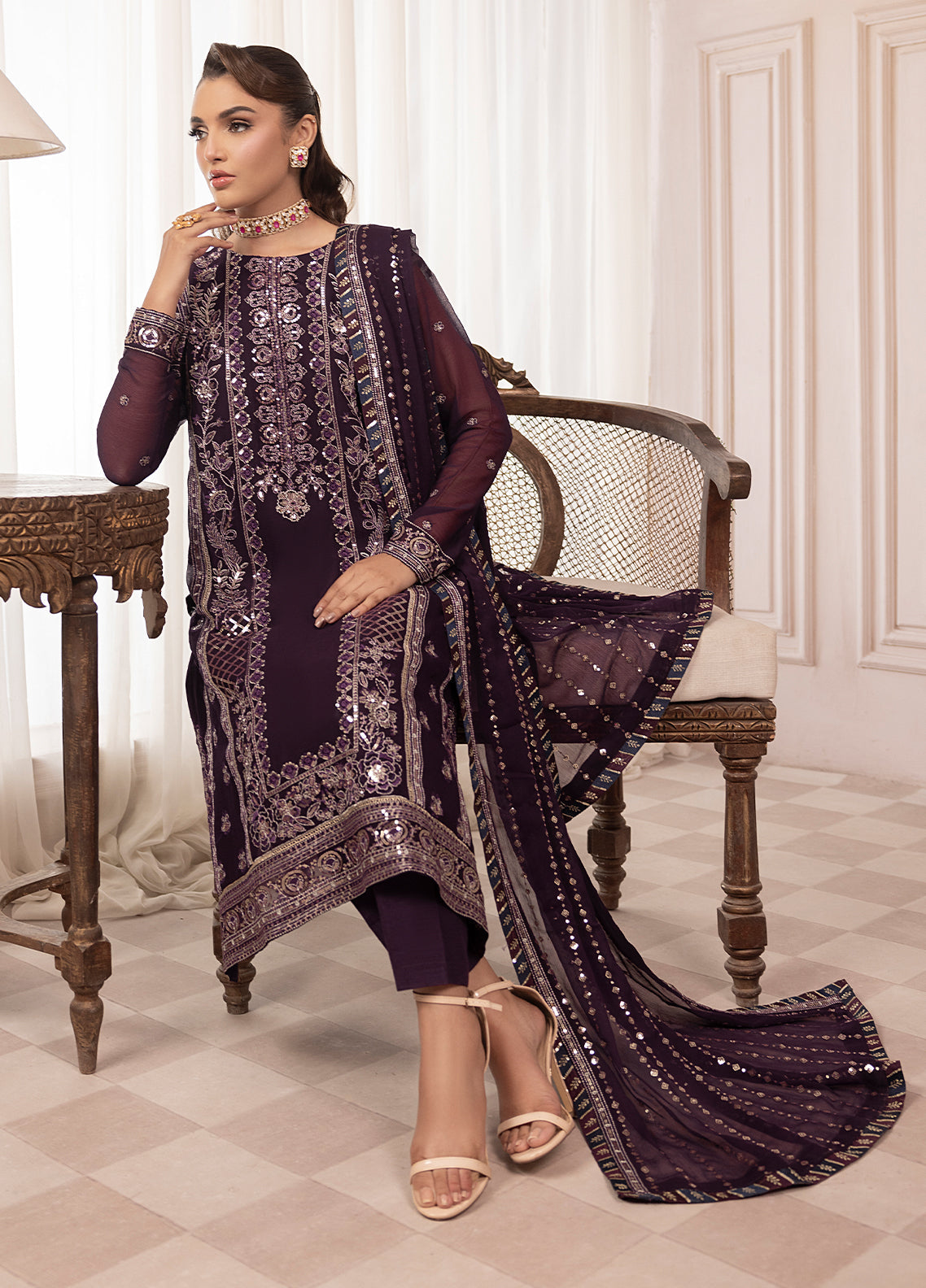 Sahane | Elyssa Festive Chiffon | CT-19006 Mure - ELYSSA - House Of Hania