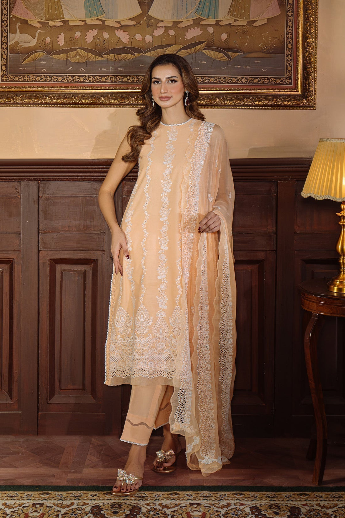 Sahar | Festive Edit Ready to Wear | Apricot Glow - RTW - House Of Hania