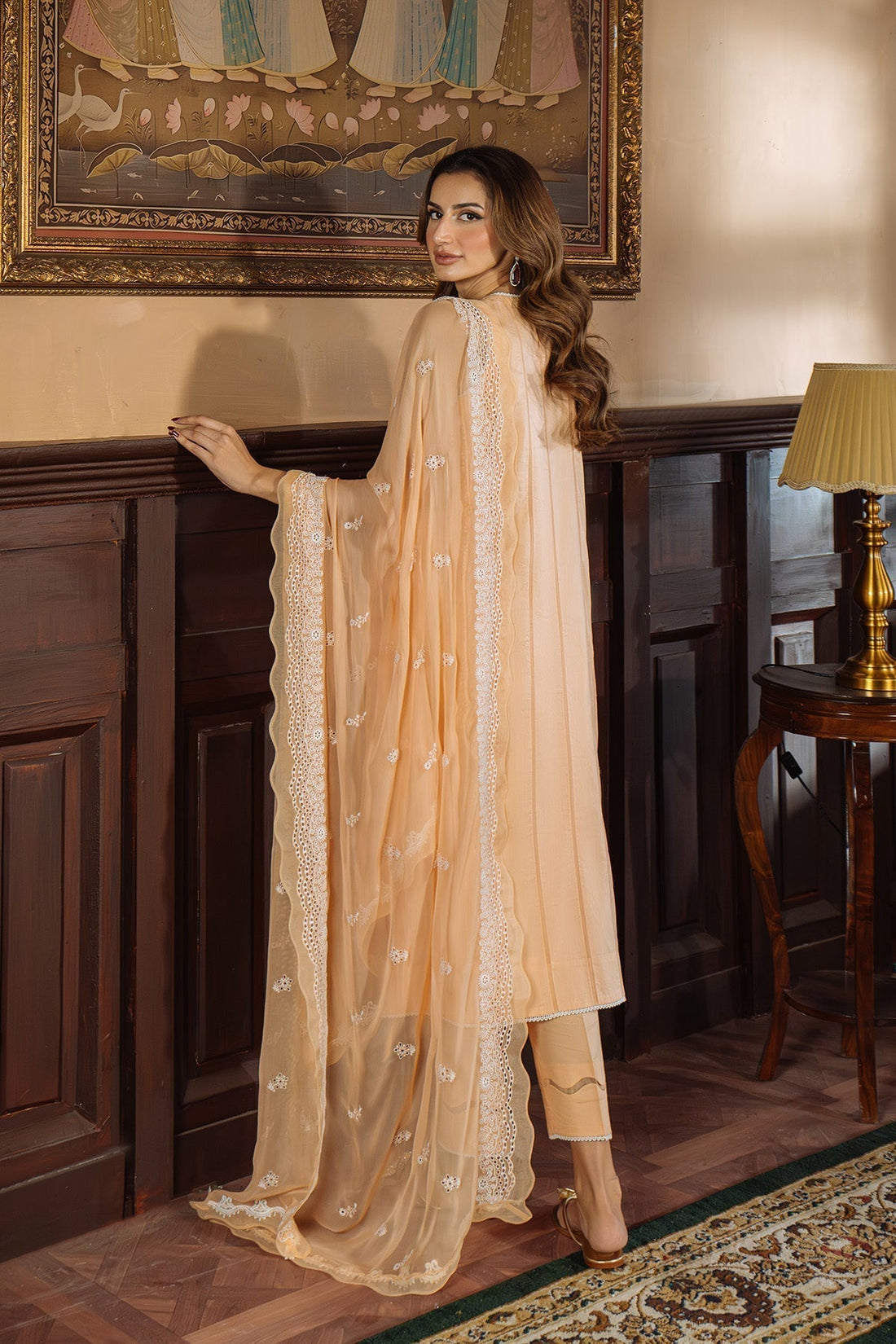 Sahar | Festive Edit Ready to Wear | Apricot Glow - RTW - House Of Hania