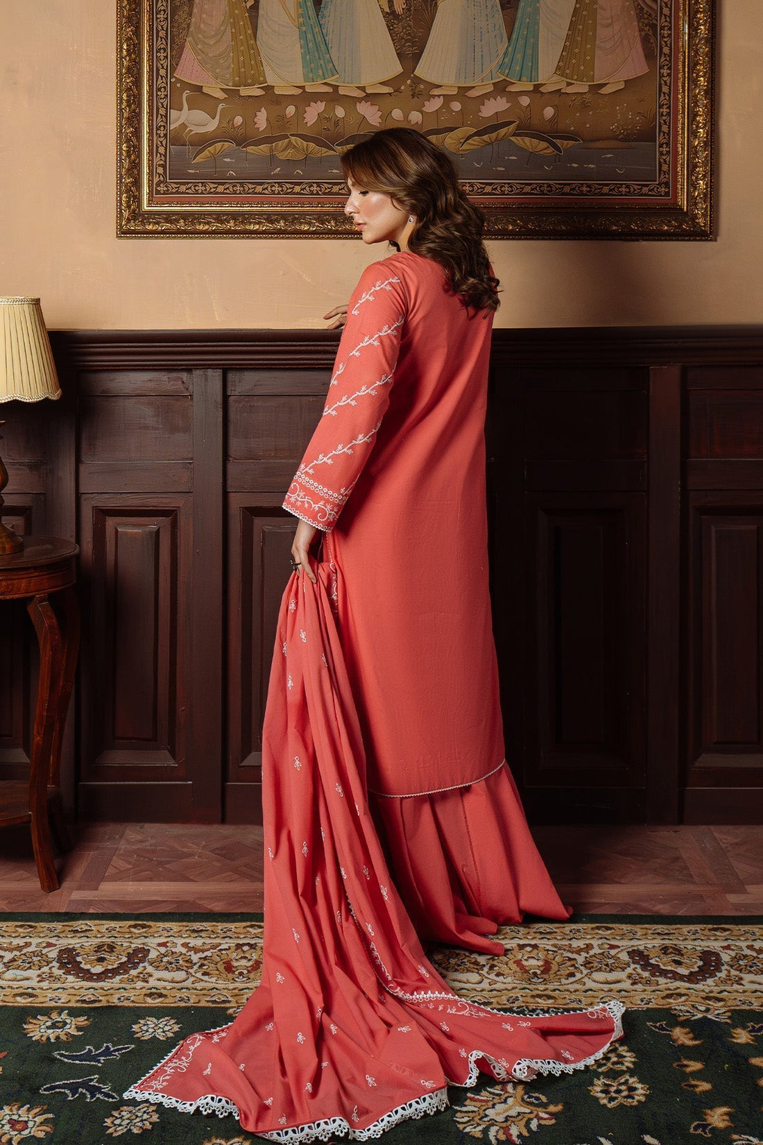 Sahar | Festive Edit Ready to Wear | Gilded Coral - RTW - House Of Hania