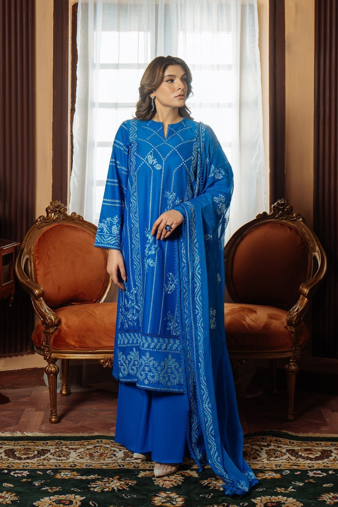 Sahar | Festive Edit Ready to Wear | Moroccan Blue - RTW - House Of Hania