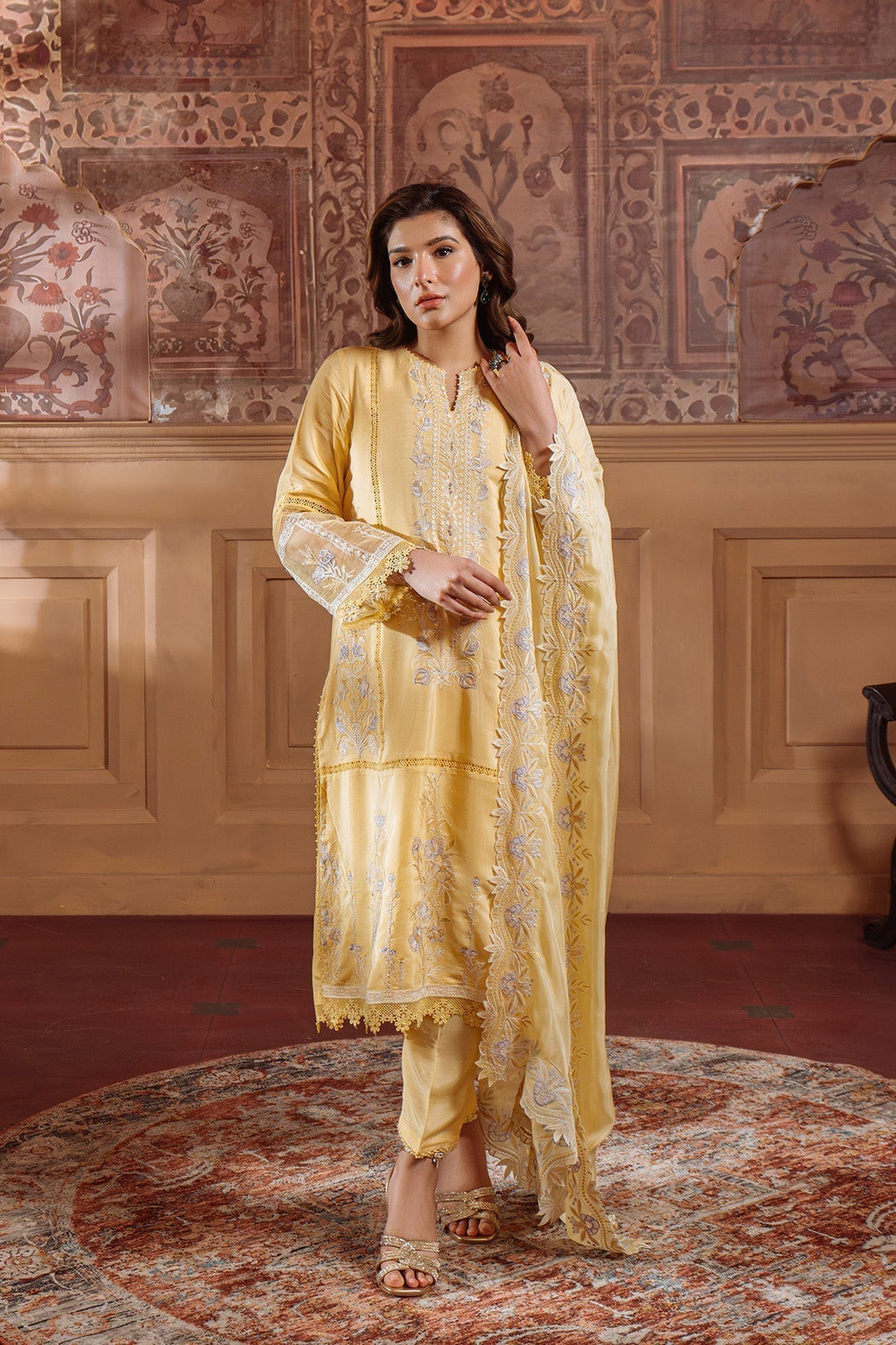Sahar | Festive Edit Ready to Wear | Pale Primrose - RTW - House Of Hania