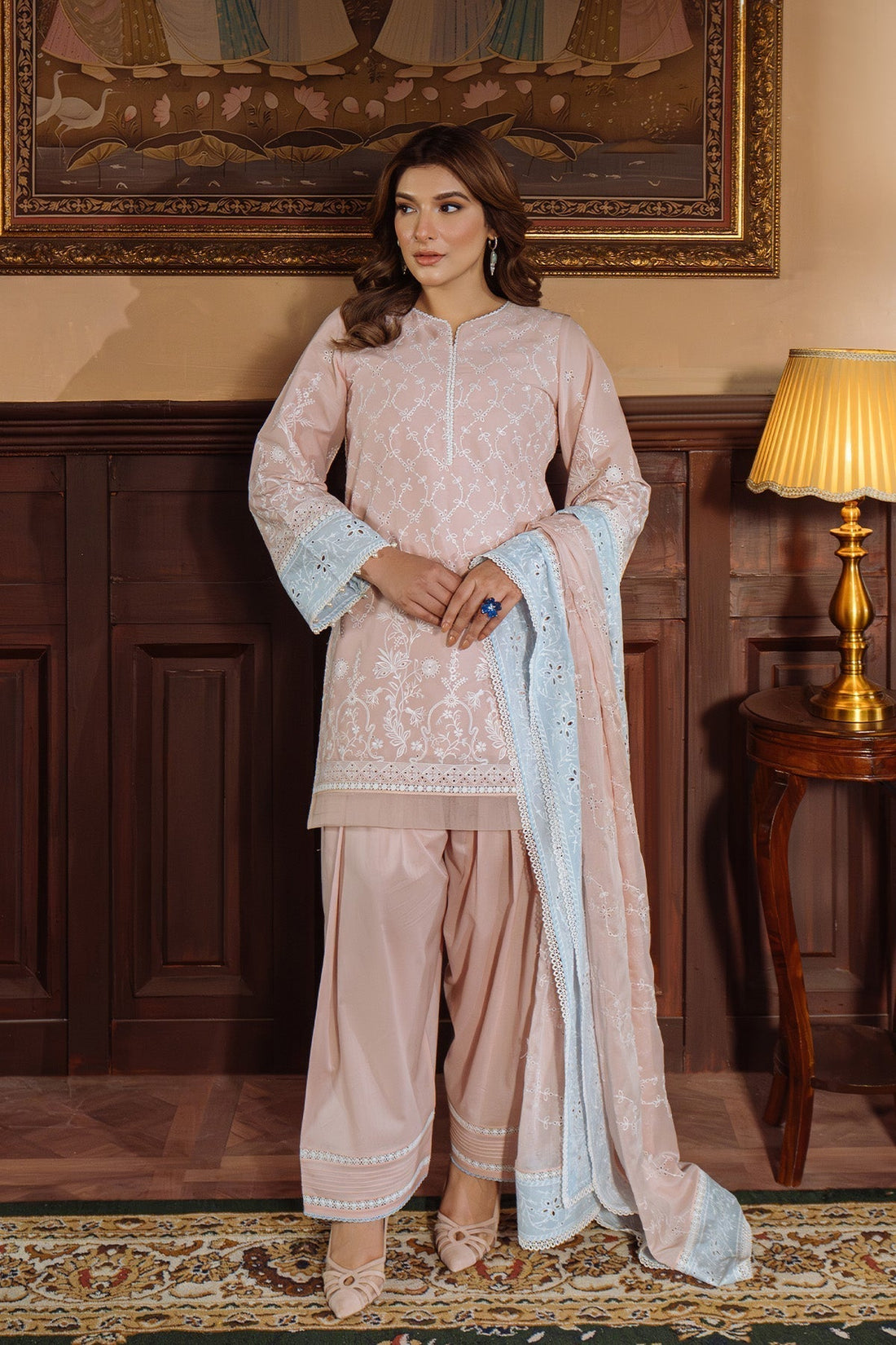 Sahar | Festive Edit Ready to Wear | Pastel Rose - RTW - House Of Hania