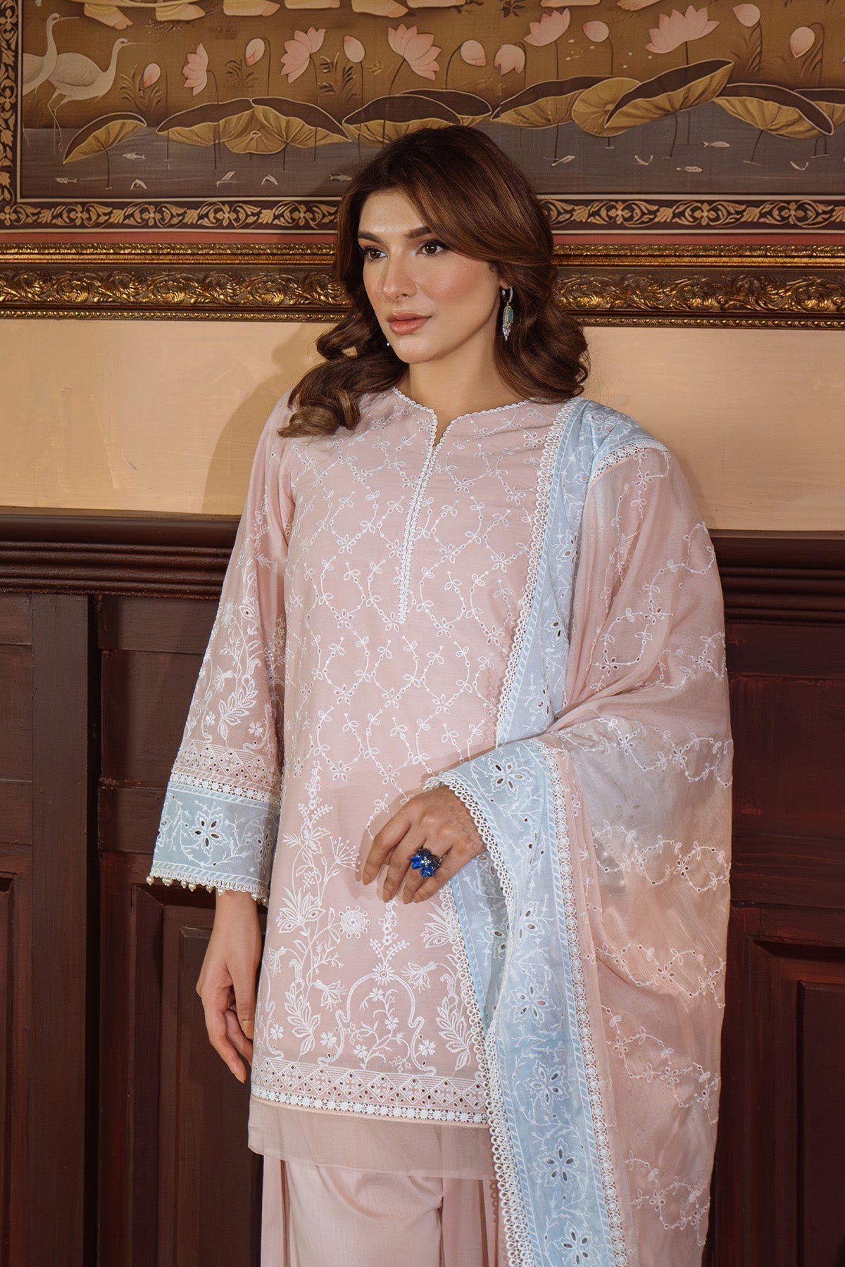 Sahar | Festive Edit Ready to Wear | Pastel Rose - RTW - House Of Hania