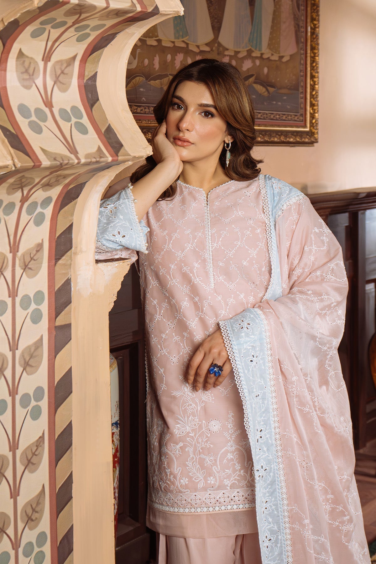 Sahar | Festive Edit Ready to Wear | Pastel Rose - RTW - House Of Hania
