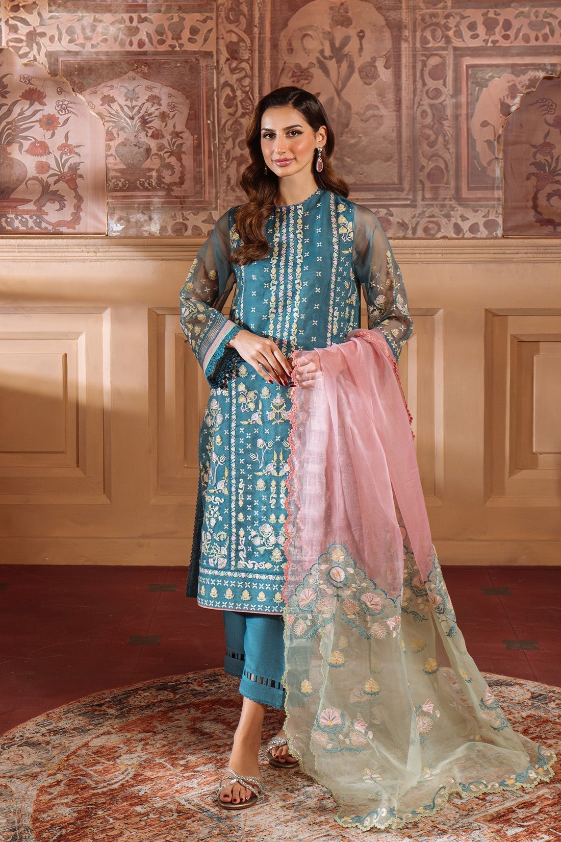 Sahar | Festive Edit Ready to Wear | Serene Teal - RTW - House Of Hania