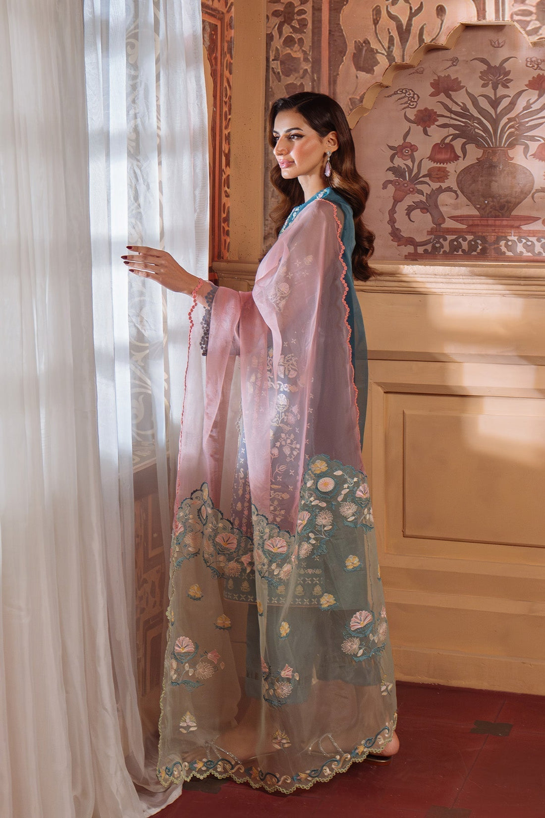 Sahar | Festive Edit Ready to Wear | Serene Teal - RTW - House Of Hania