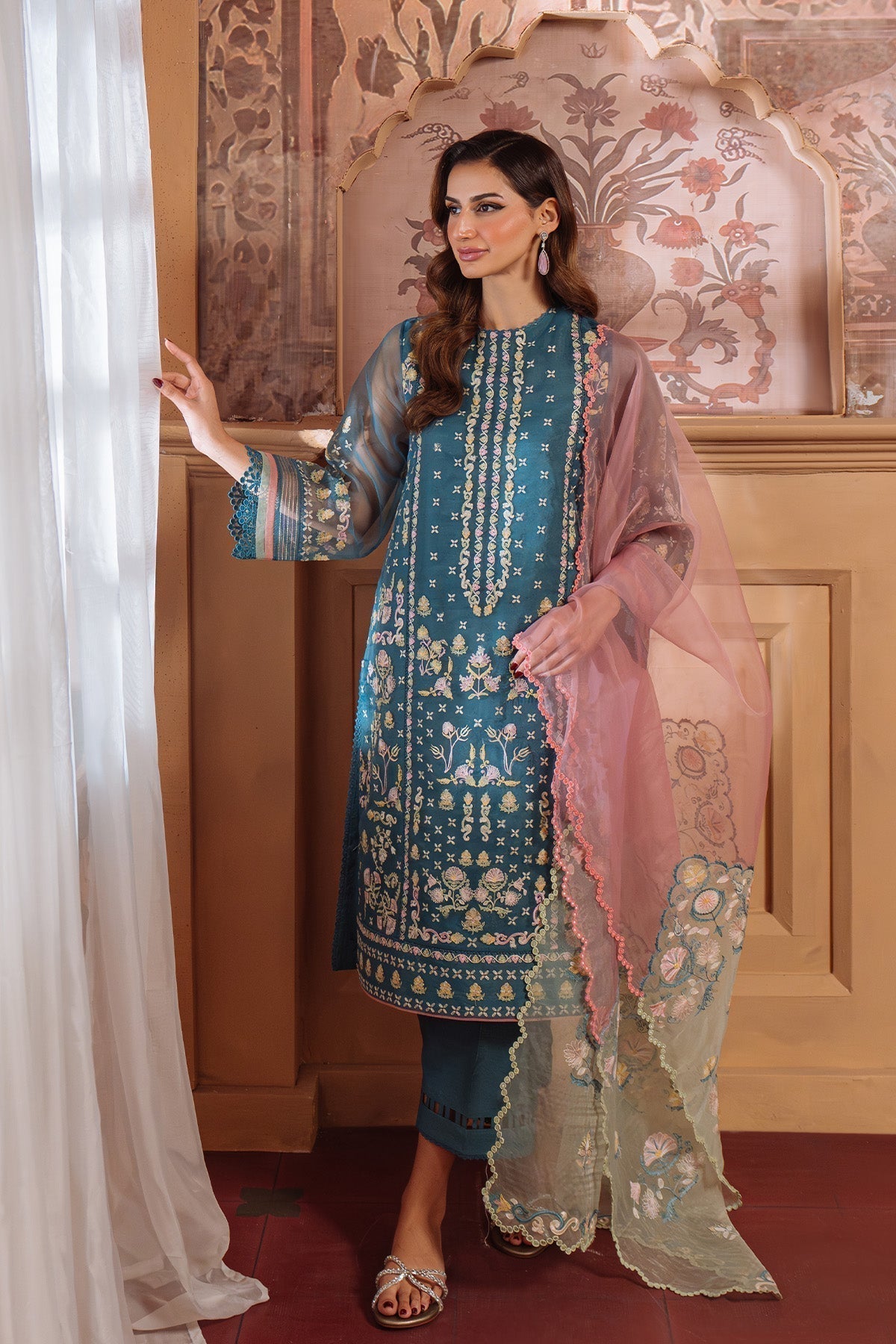 Sahar | Festive Edit Ready to Wear | Serene Teal - RTW - House Of Hania