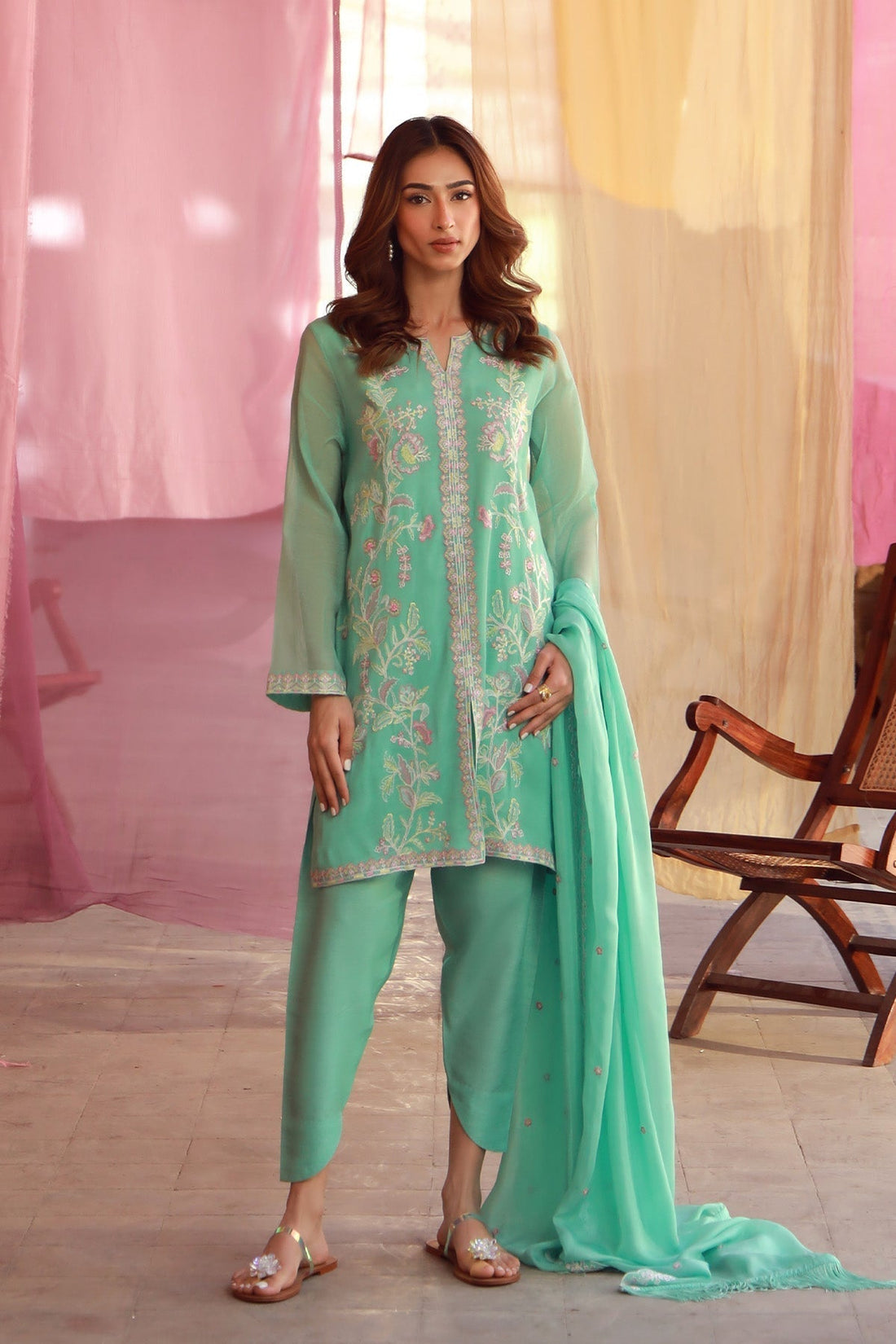 Sahar | Luxe Pret 25 | Mint Petal - House Of Hania