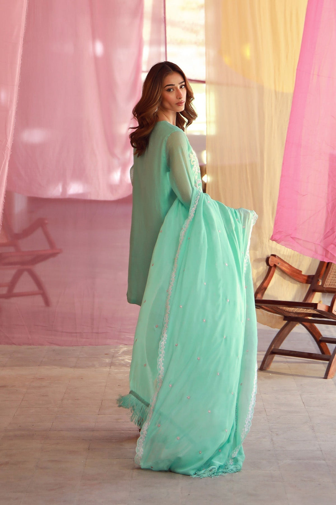 Sahar | Luxe Pret 25 | Mint Petal - House Of Hania