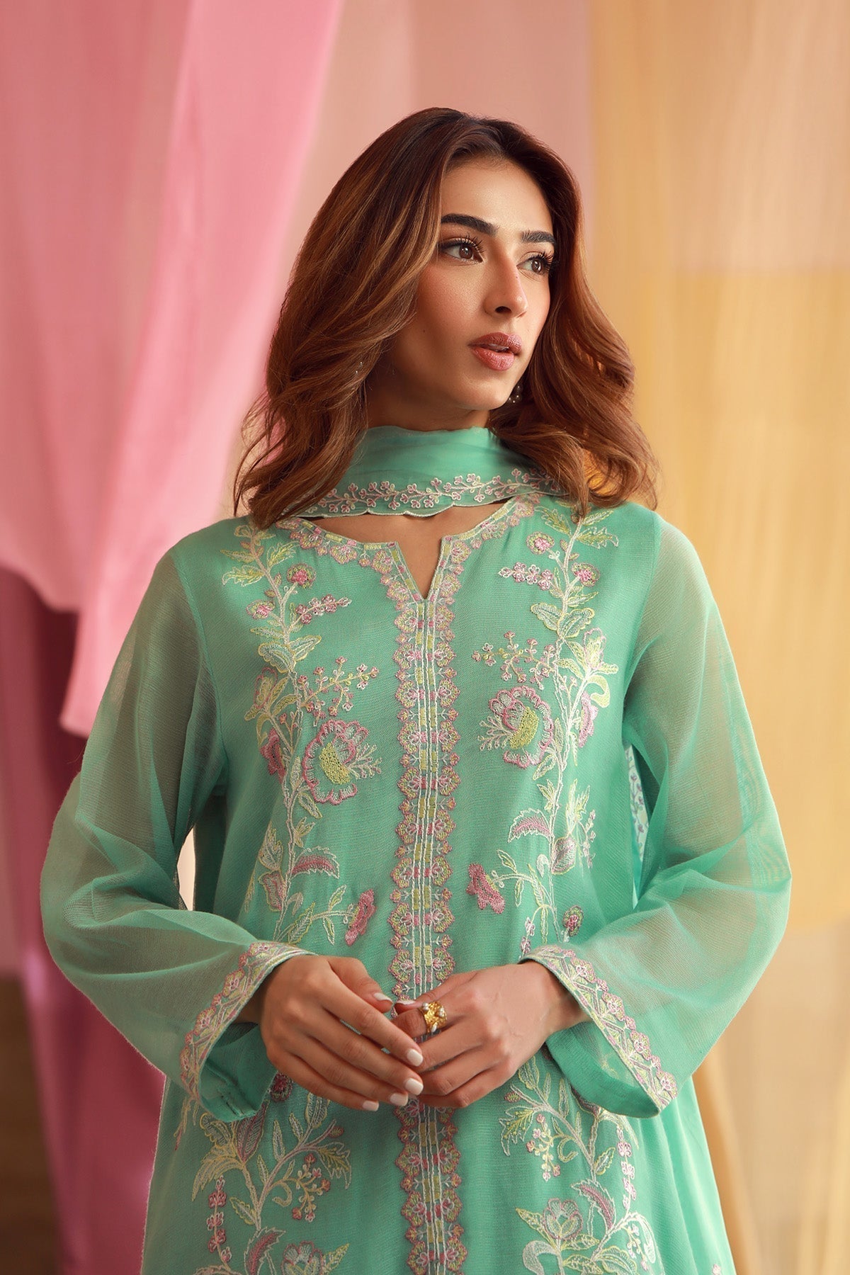 Sahar | Luxe Pret 25 | Mint Petal - House Of Hania