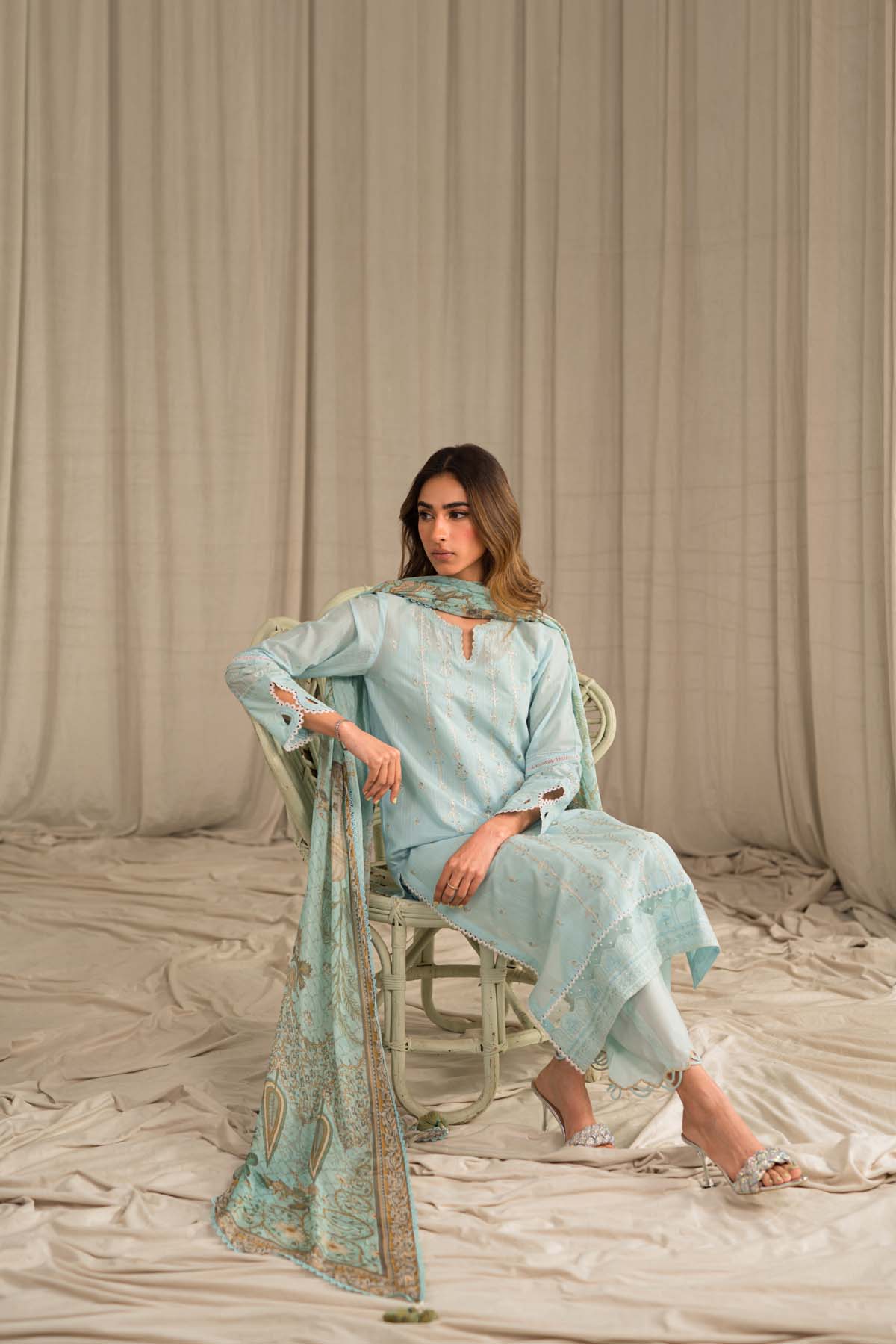 Sahar | Mirage Spring Luxury 24 | Slub Lawn 3 Piece (Embroidered) - House Of Hania