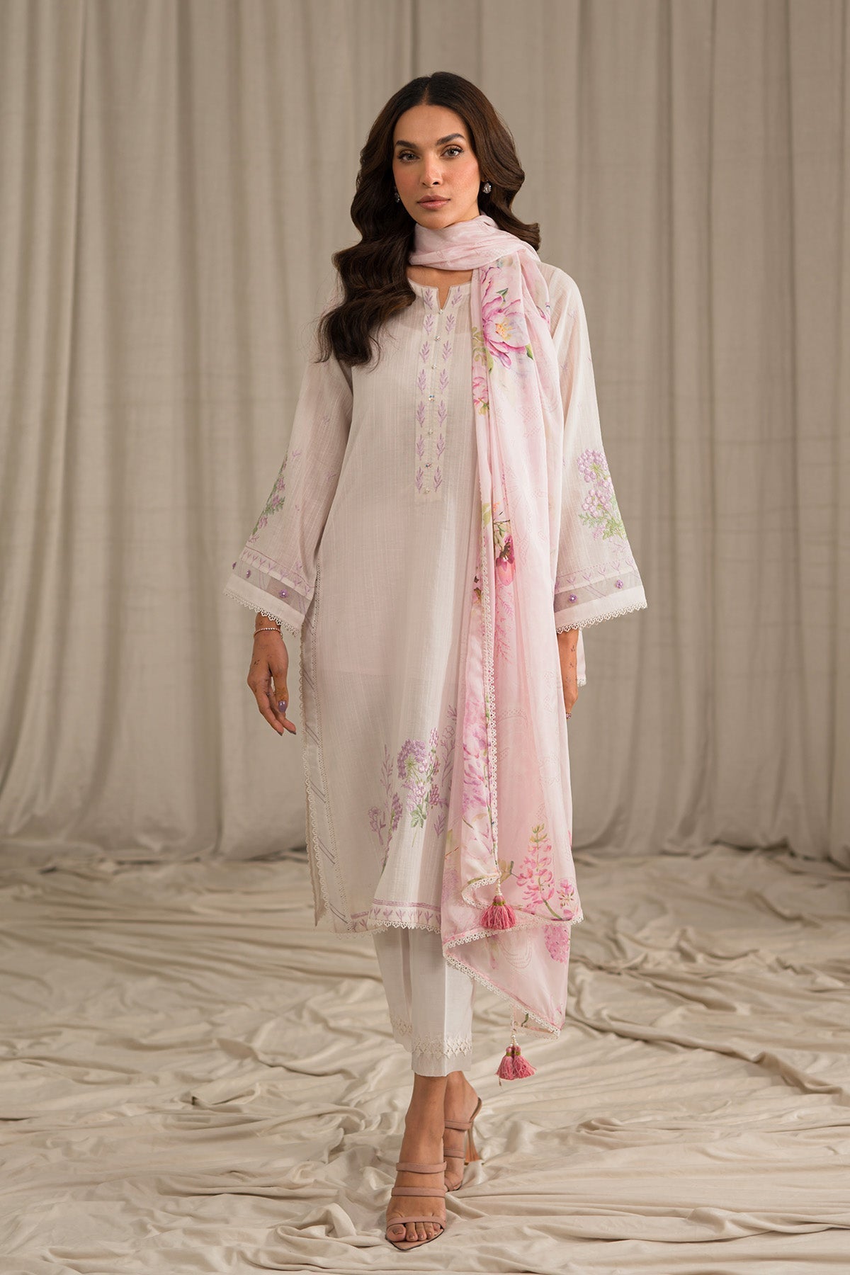Sahar | Mirage Spring Luxury 24 | Slub Lawn 3 Piece (Embroidered) - House Of Hania