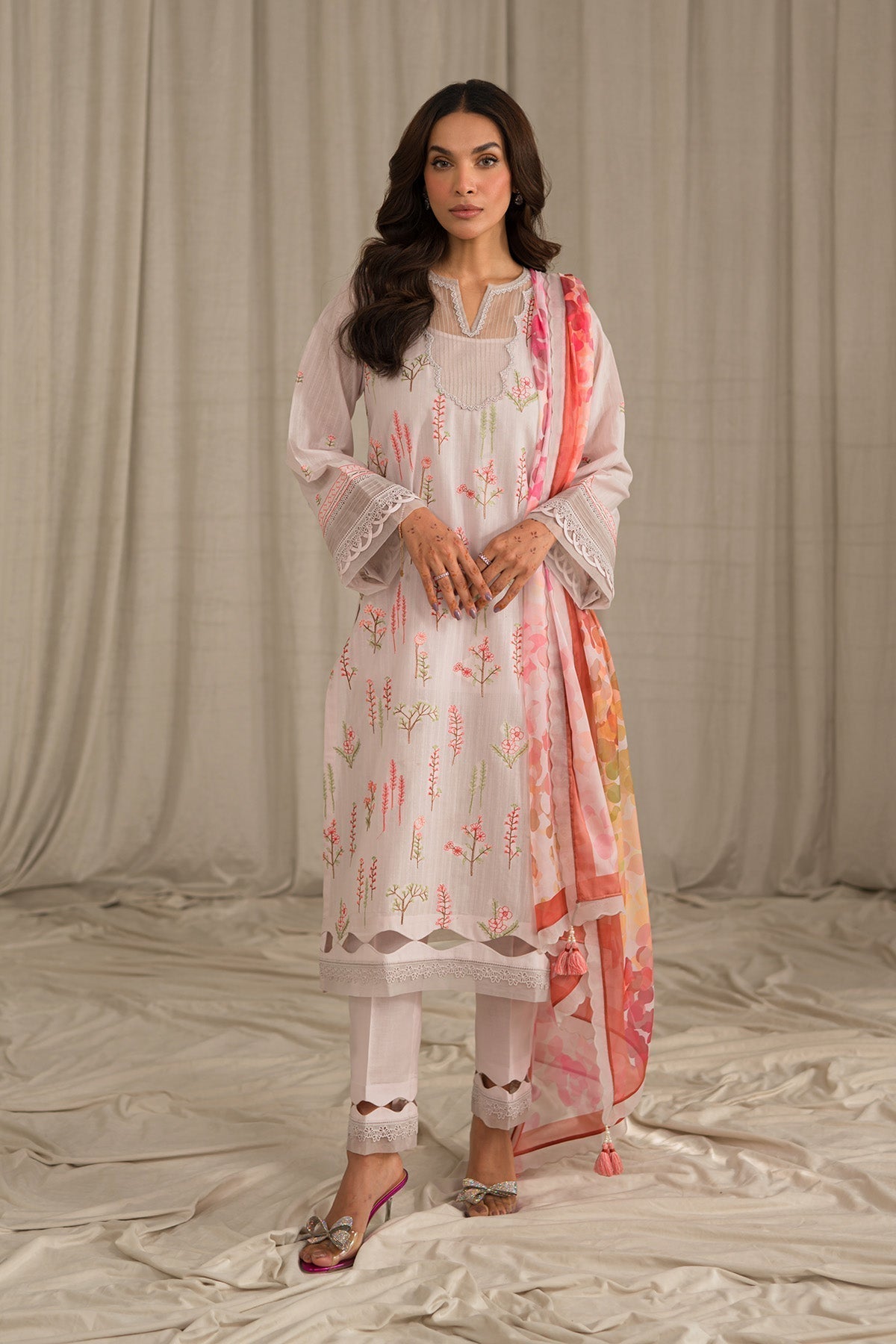 Sahar | Mirage Spring Luxury 24 | Textured Lawn 3 Piece (Embroidered) - House Of Hania