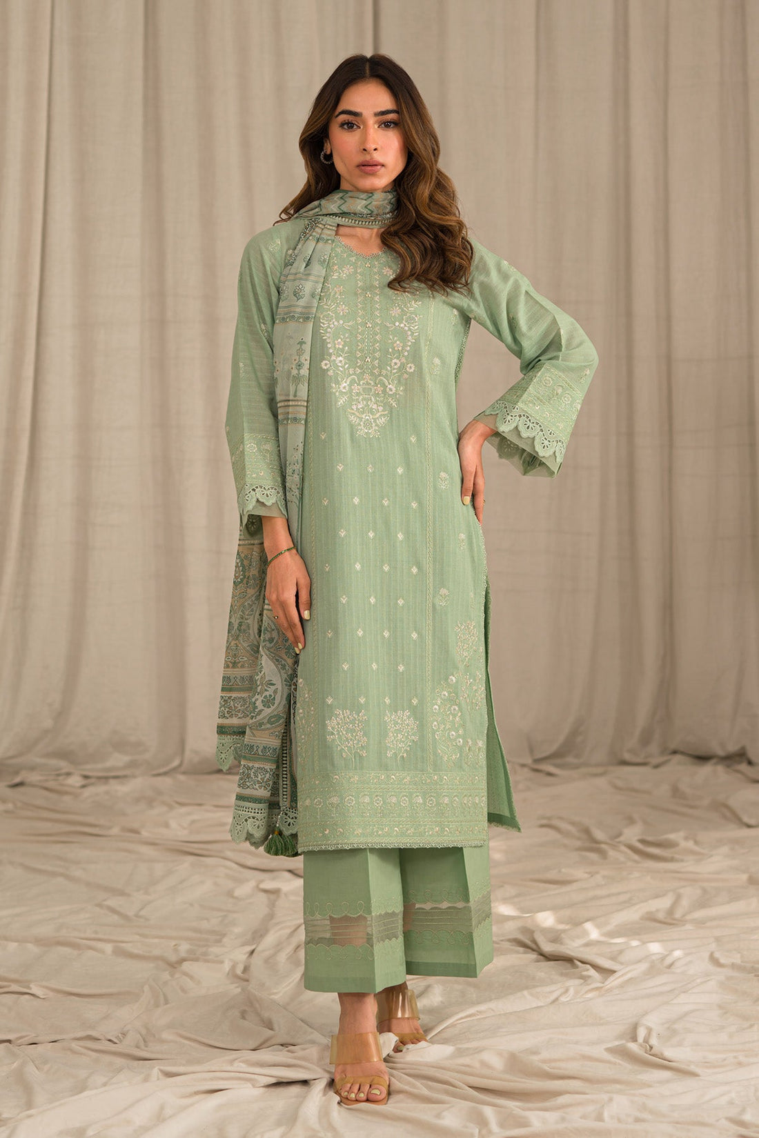 Sahar | Mirage Spring Luxury 24 | Textured Lawn 3 Piece (Embroidered) - House Of Hania