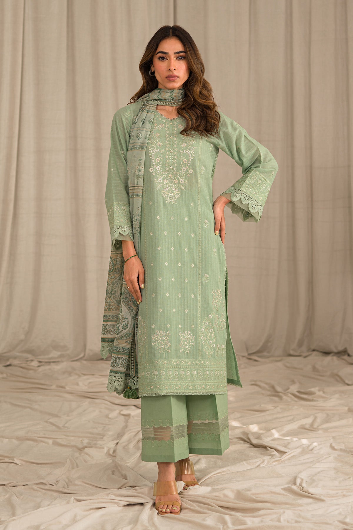 Sahar | Mirage Spring Luxury 24 | Textured Lawn 3 Piece (Embroidered) - House Of Hania