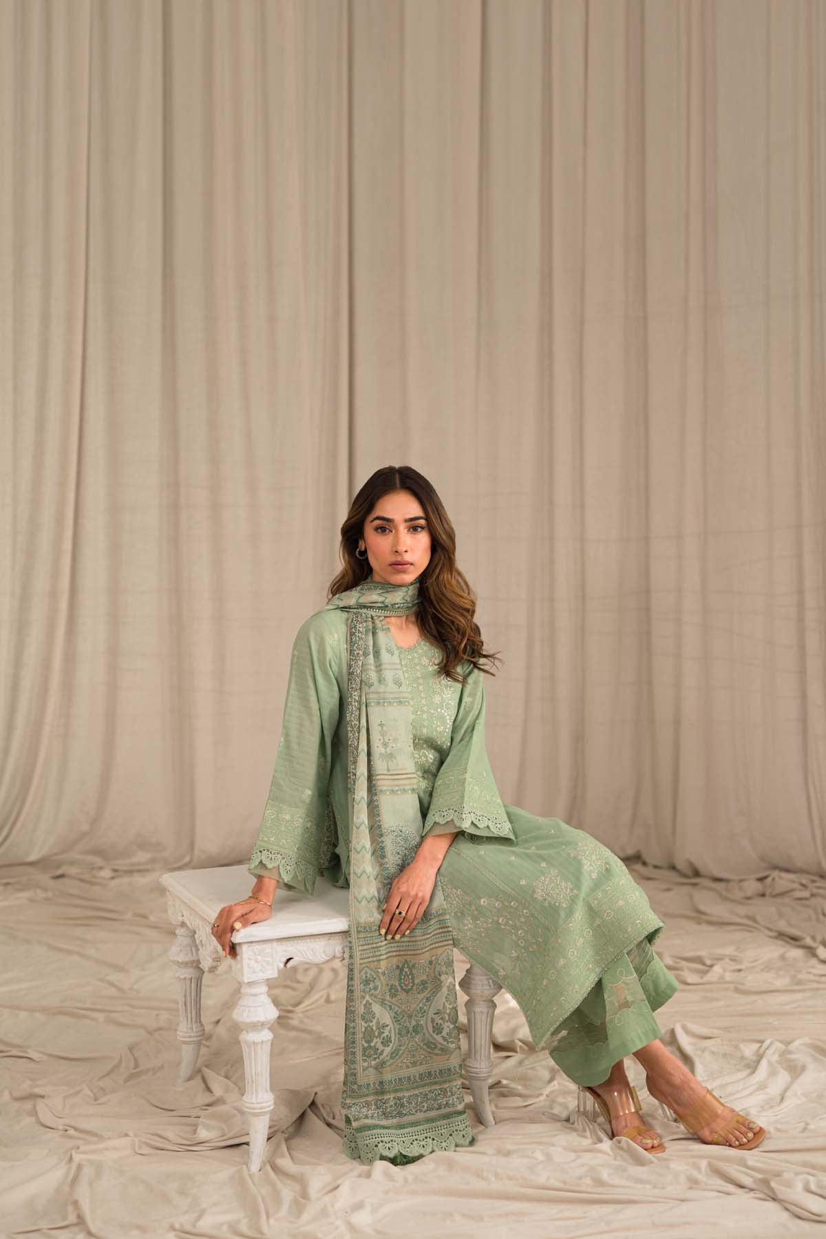 Sahar | Mirage Spring Luxury 24 | Textured Lawn 3 Piece (Embroidered) - House Of Hania