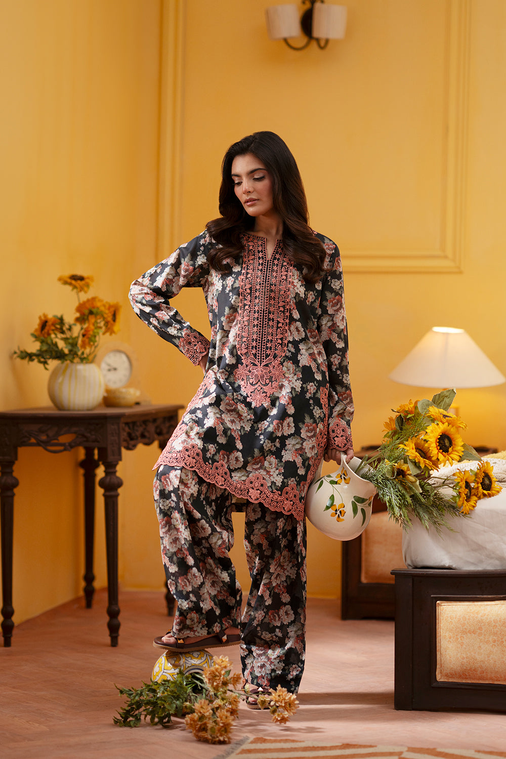Saira Rizwan | Joolie Co ords | CHARCOAL-JBP25-02 - House Of Hania