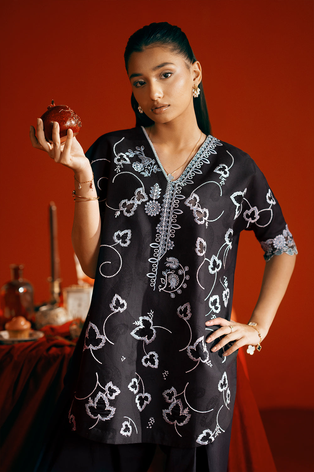 Saira Rizwan | Joolie Co ords | JOOLIE BLACK - JBP25-06 - House Of Hania