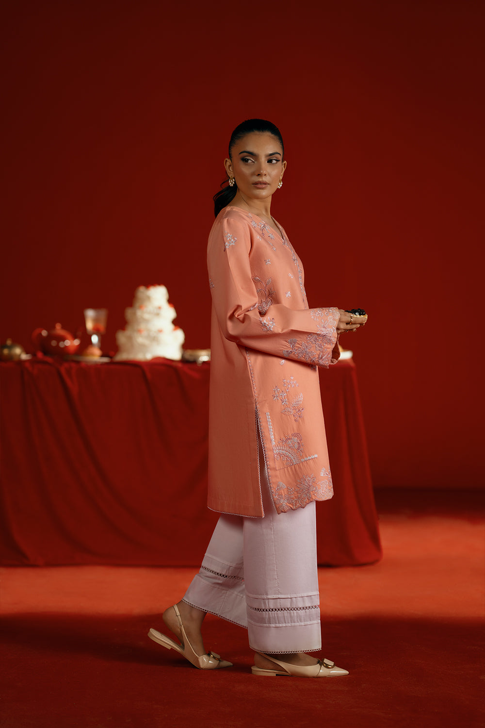 Saira Rizwan | Joolie Co ords | JOOLIE PEACH - JBP25-05 - House Of Hania