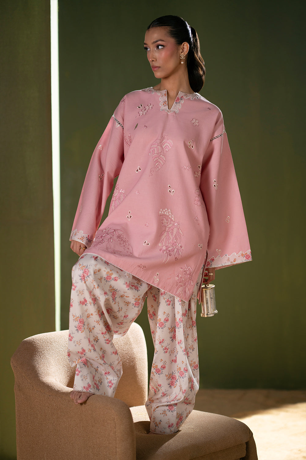 Saira Rizwan | Joolie Co ords | JOOLIE PINK - JBP25-08 - House Of Hania