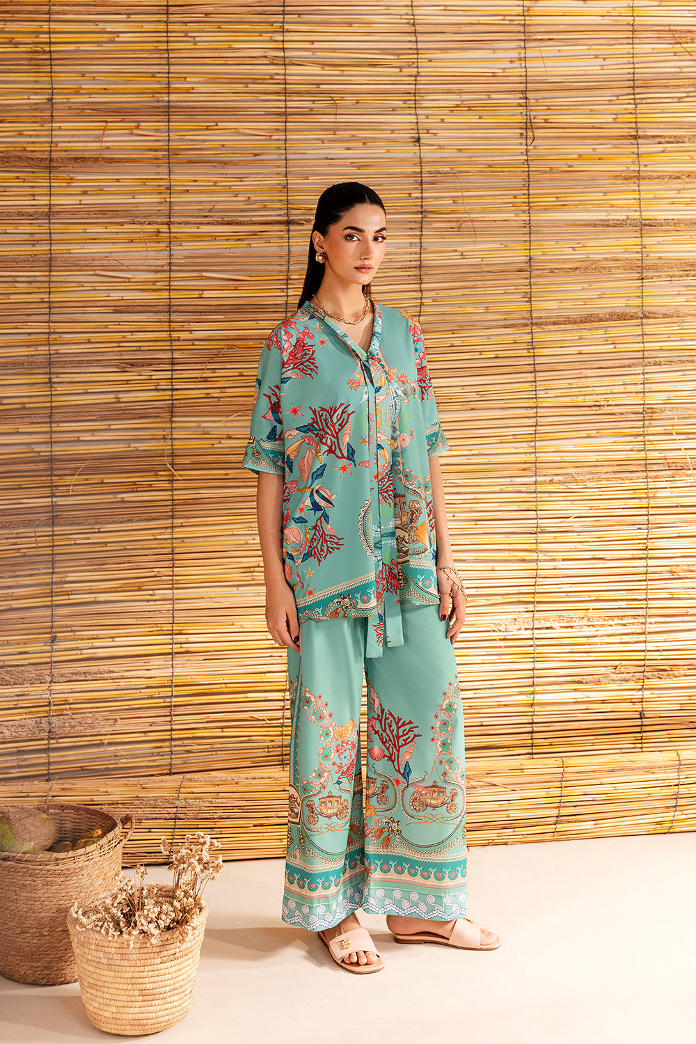 Saira Rizwan | Silk Coords 25 | COASTAL CHARM - SRSP-25-01 - House Of Hania