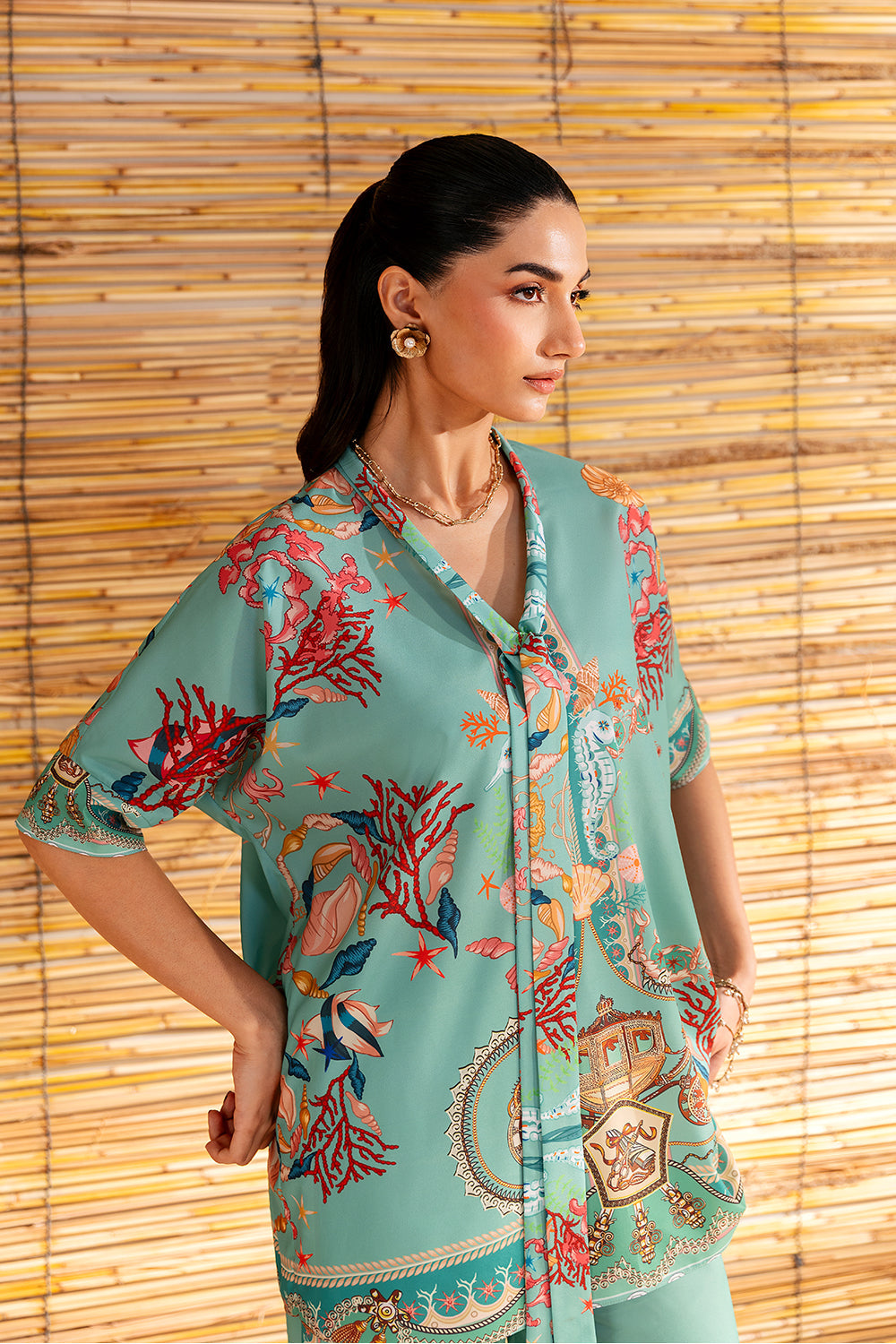Saira Rizwan | Silk Coords 25 | COASTAL CHARM - SRSP-25-01 - House Of Hania