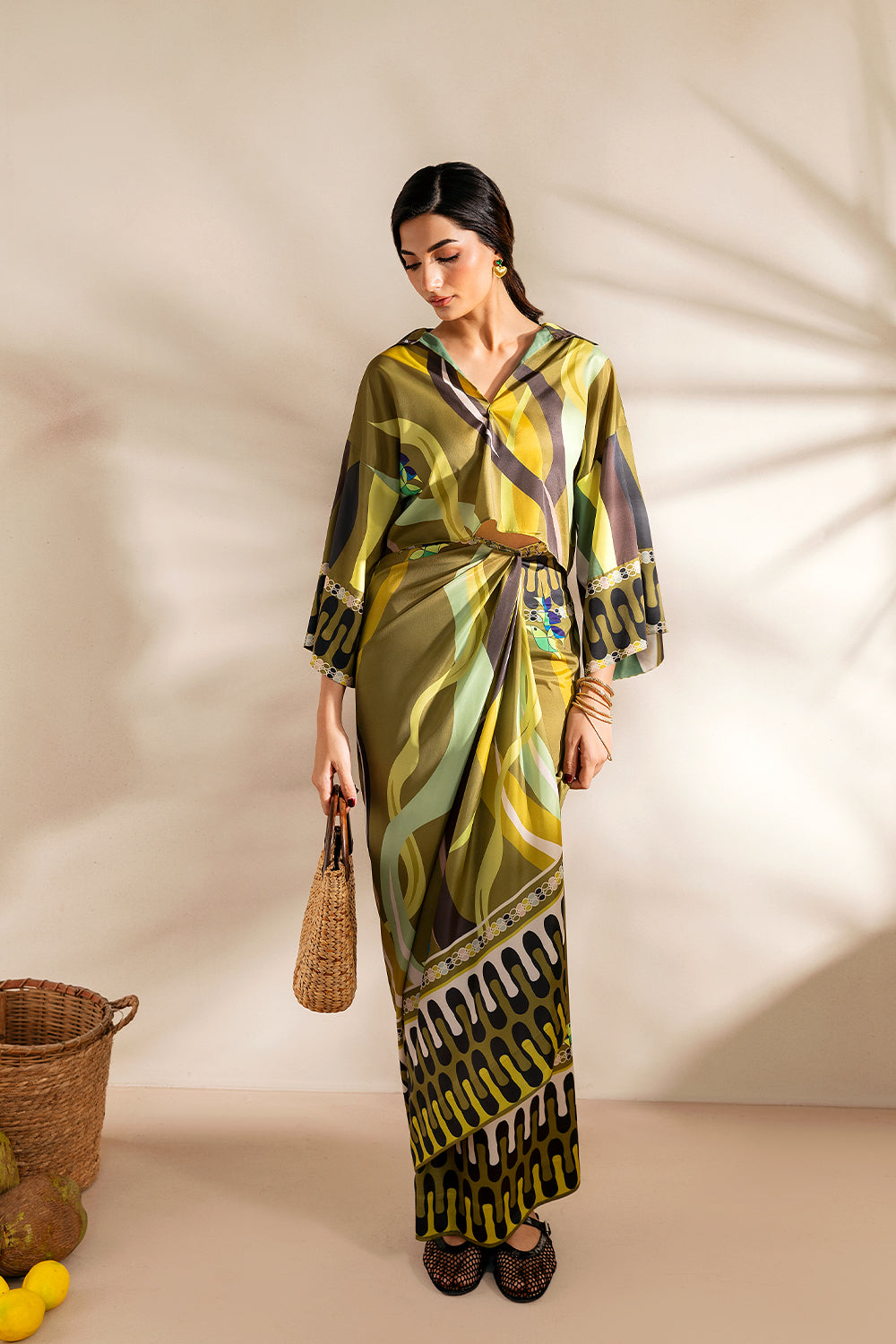 Saira Rizwan | Silk Coords 25 | GOLDEN GUAVA - SRSP-25-07 - House Of Hania
