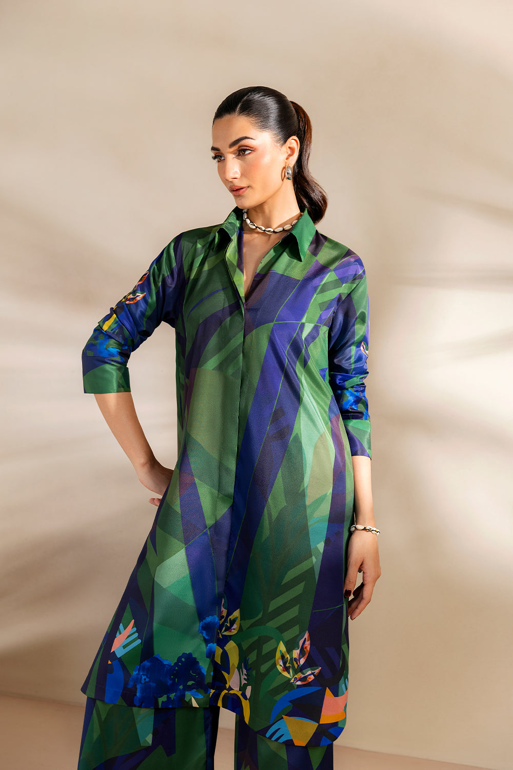 Saira Rizwan | Silk Coords 25 | SHORELINE SERENADE - SRSP-25-08 - House Of Hania