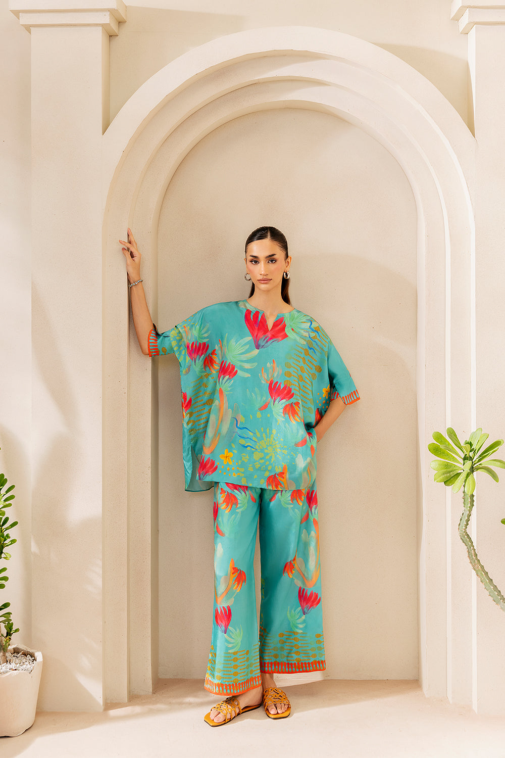 Saira Rizwan | Silk Coords 25 | SUNSET SAMBA - SRSP-25-03 - House Of Hania