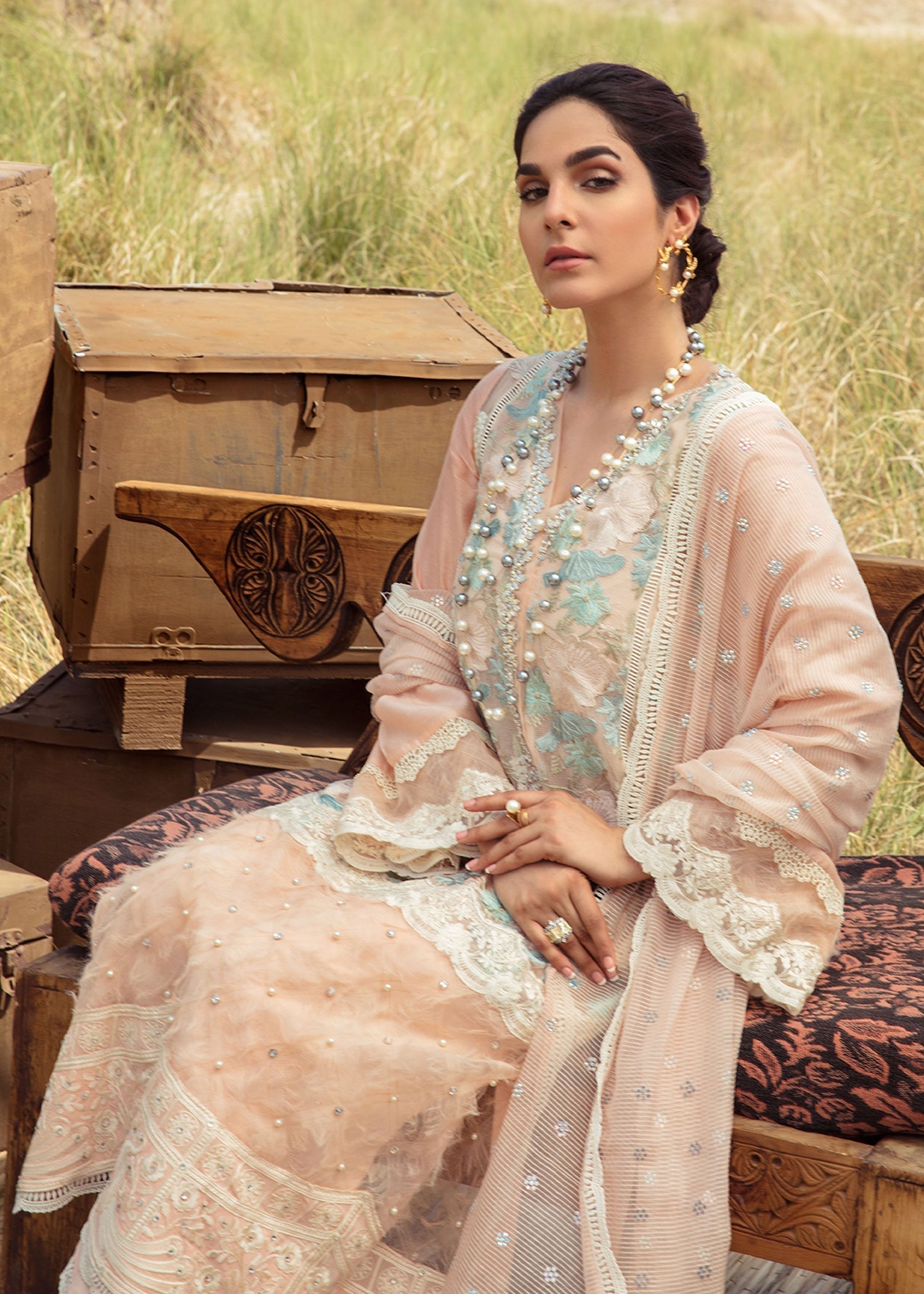 Saira Shakira | Luxury Pret | Peach Sandstone - House Of Hania