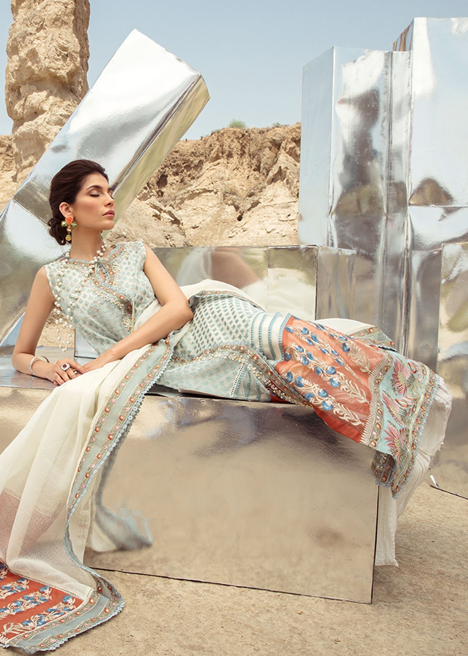 Saira Shakira | Luxury Pret | Rust Angrakha - House Of Hania