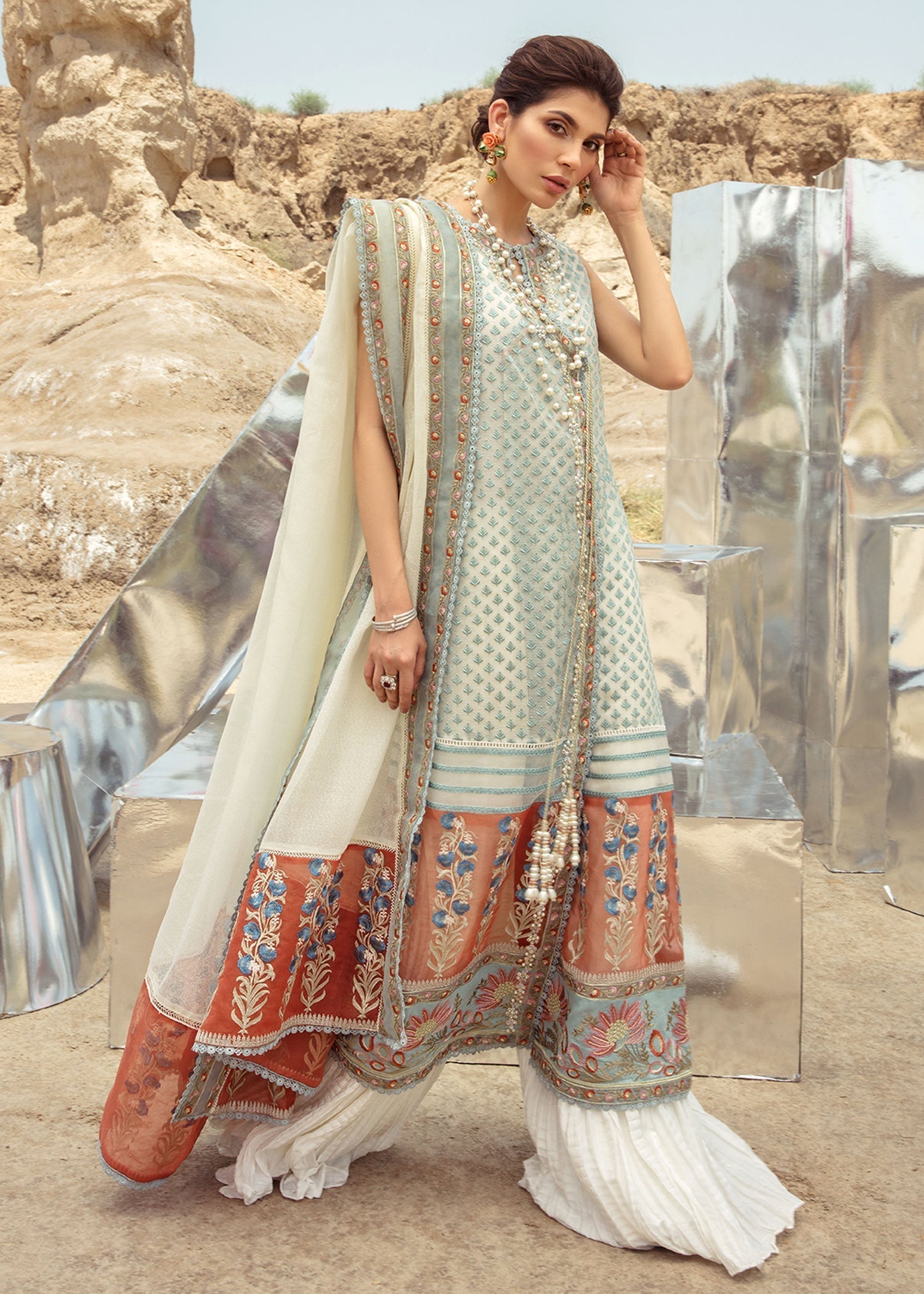 Saira Shakira | Luxury Pret | Rust Angrakha - House Of Hania