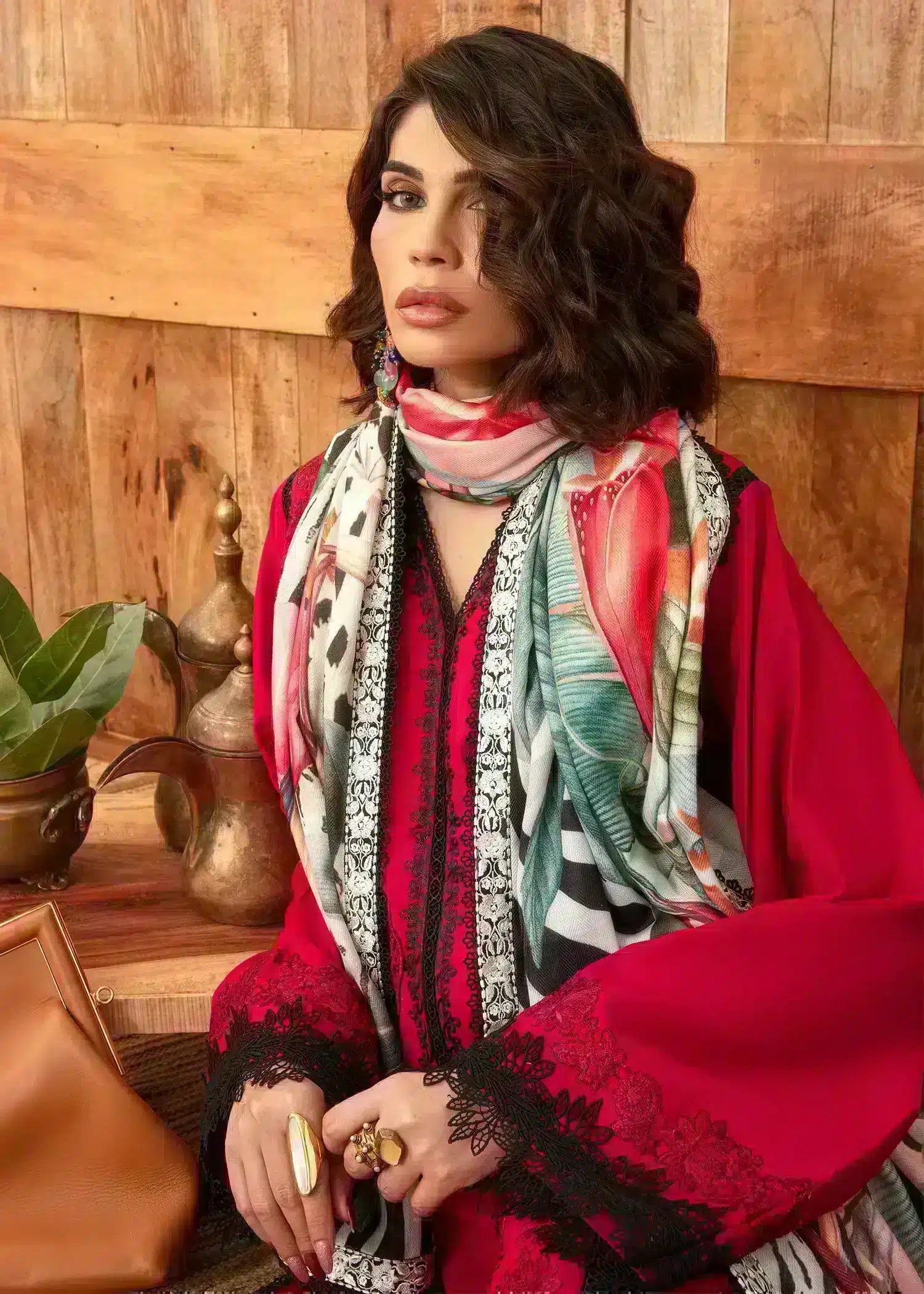Saira Shakira | Raya Winter Stitched 23 | Crimson - House Of Hania