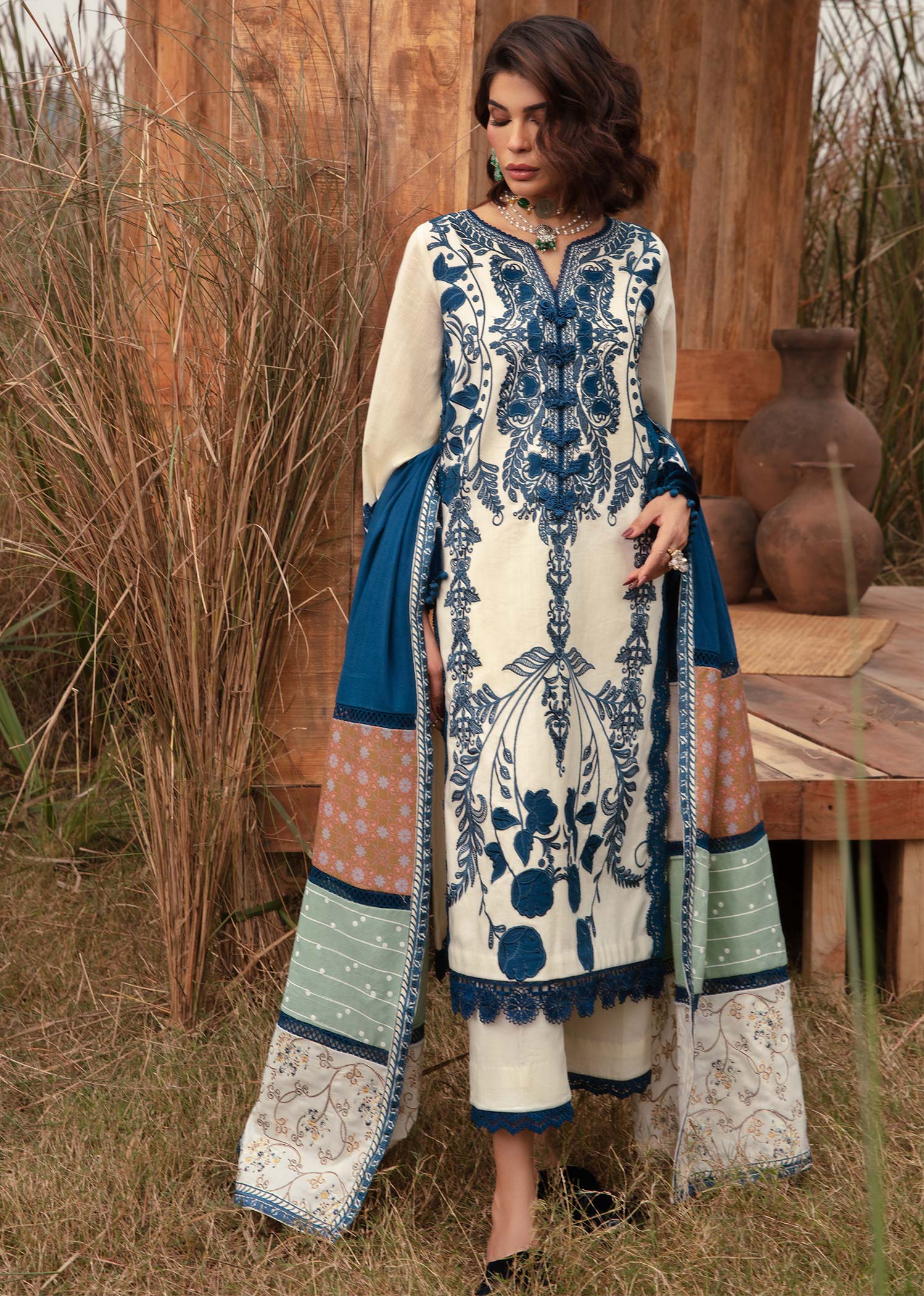 Saira Shakira | Raya Winter Stitched 23 | Pearl - House Of Hania