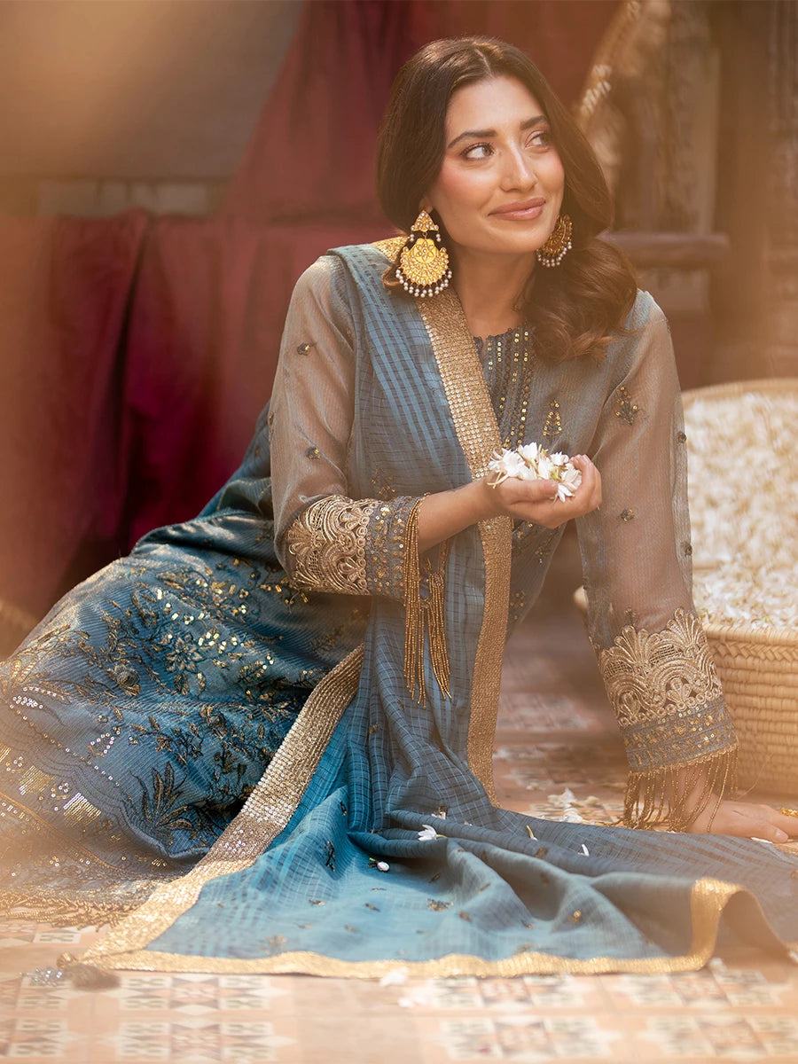 Salitex | Signature Festive Chiffon | SUNW6JI039UT - House Of Hania