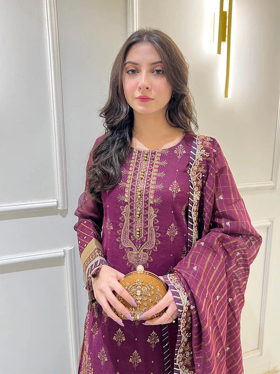 Salitex | Signature Festive Chiffon | SUNW6JI040UT - House Of Hania