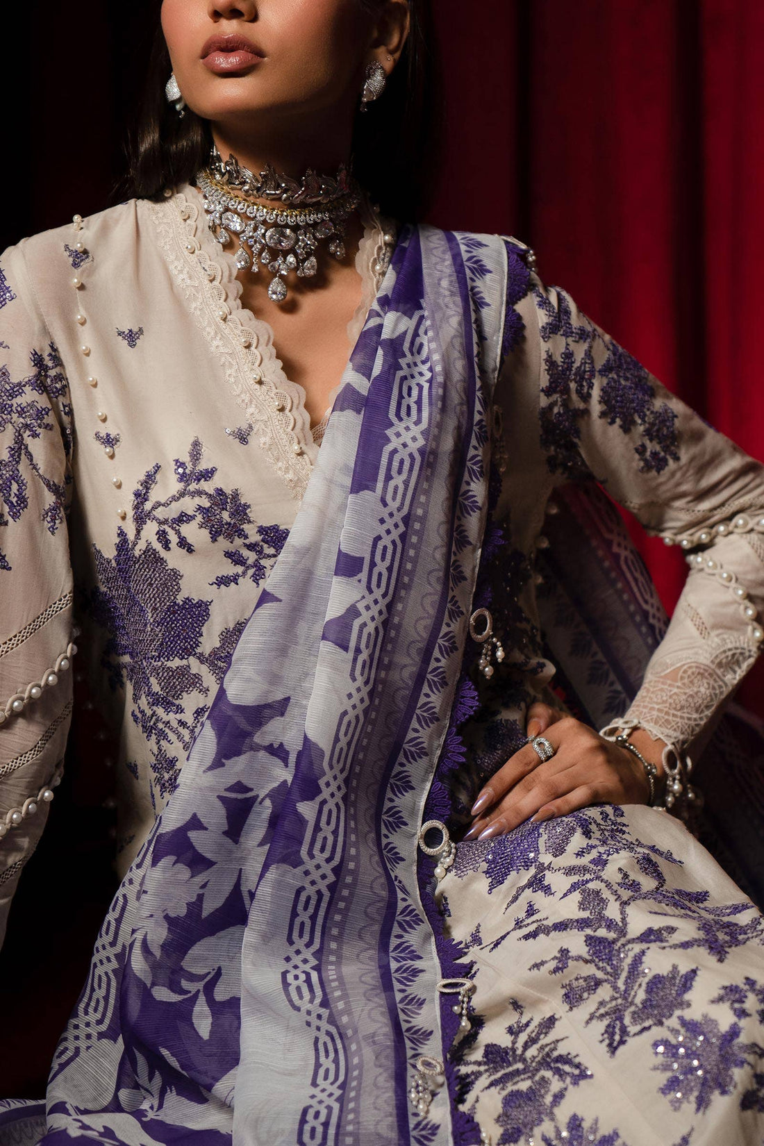 Sana Safinaz | Luxury Collection 24 | L241-008B-3CV - House Of Hania